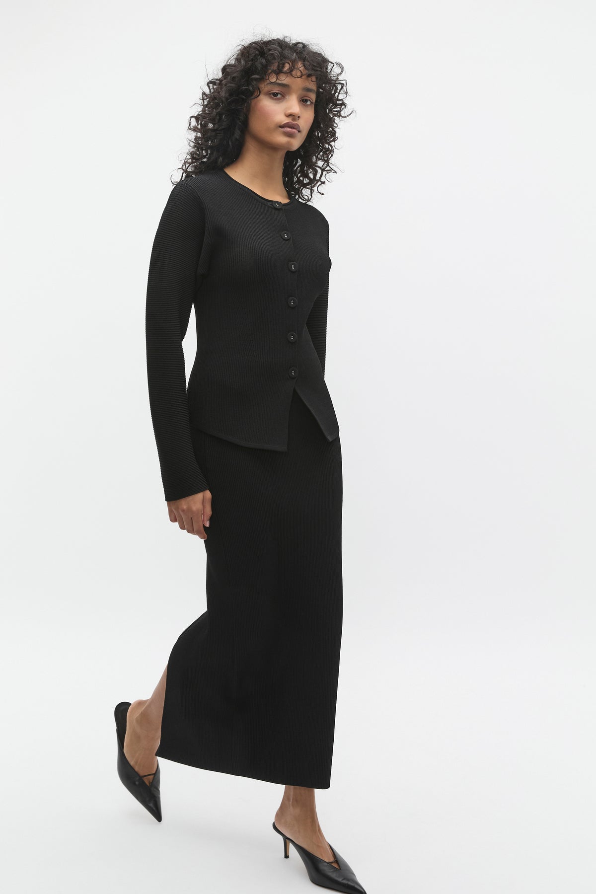 Crepe Ribbed Cardigan