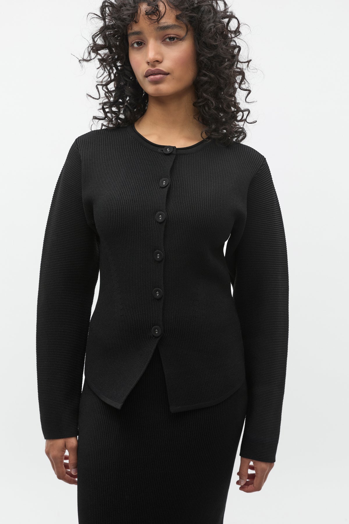 Crepe Ribbed Cardigan