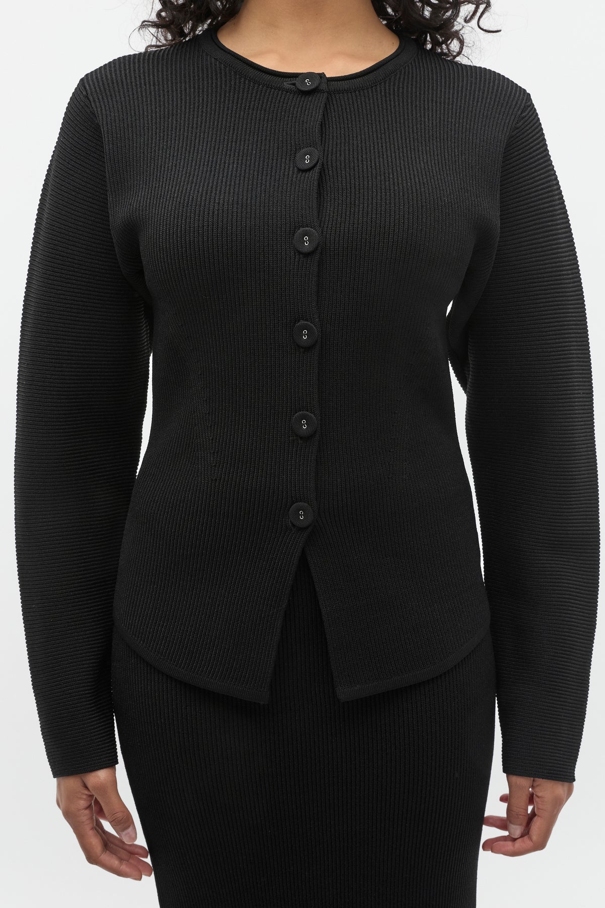 Crepe Ribbed Cardigan