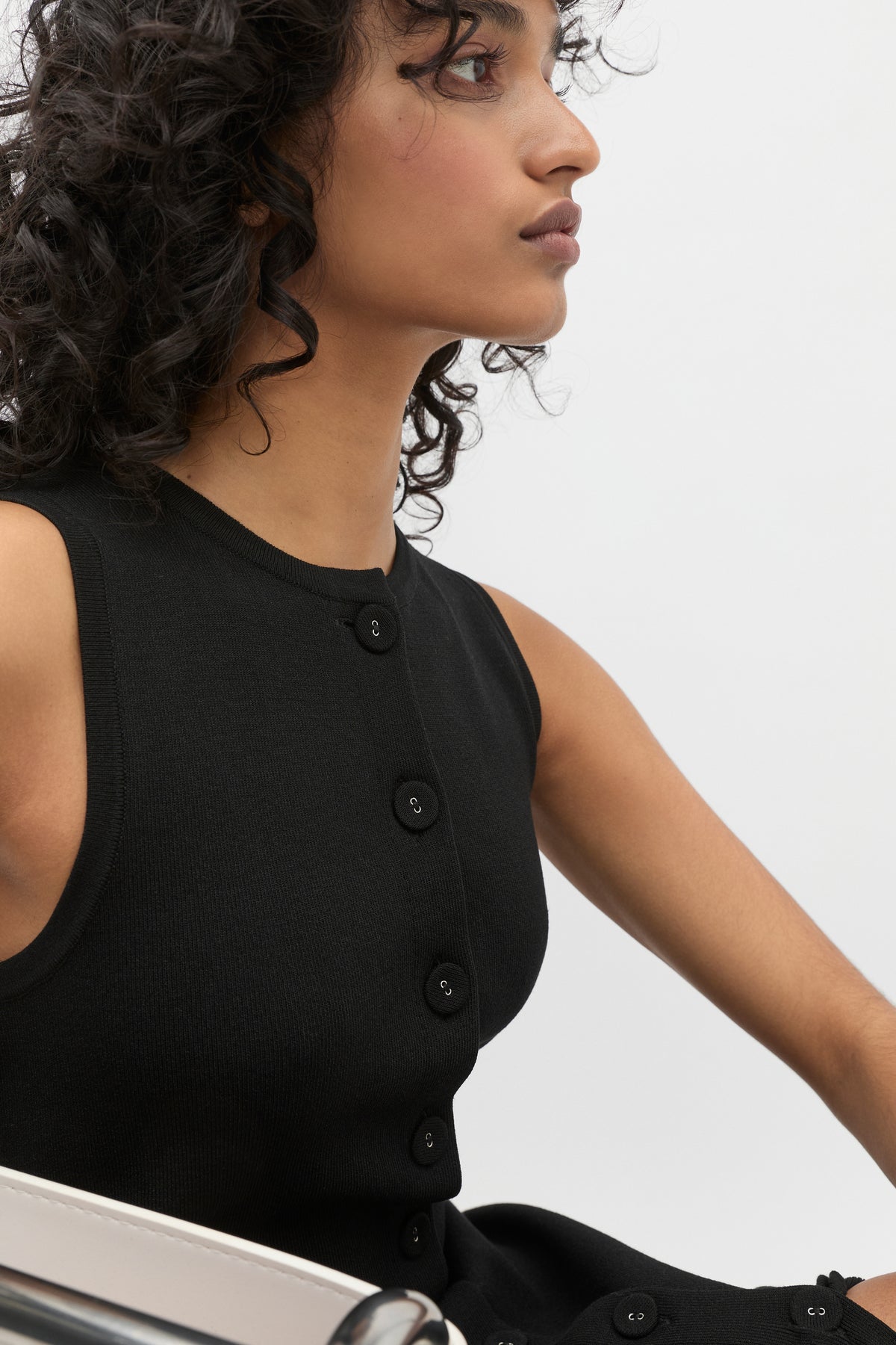 Crepe Button Midi Knit Dress