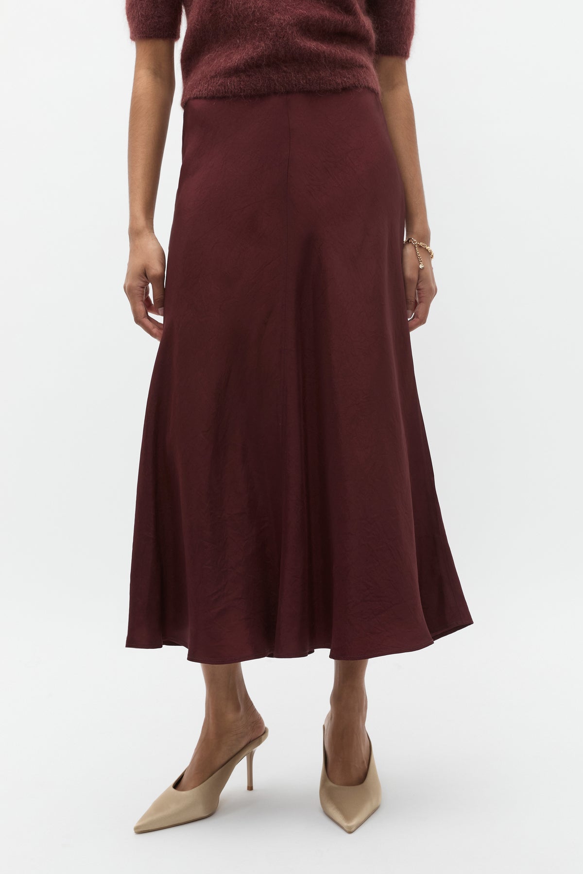 Crinkle Satin Skirt