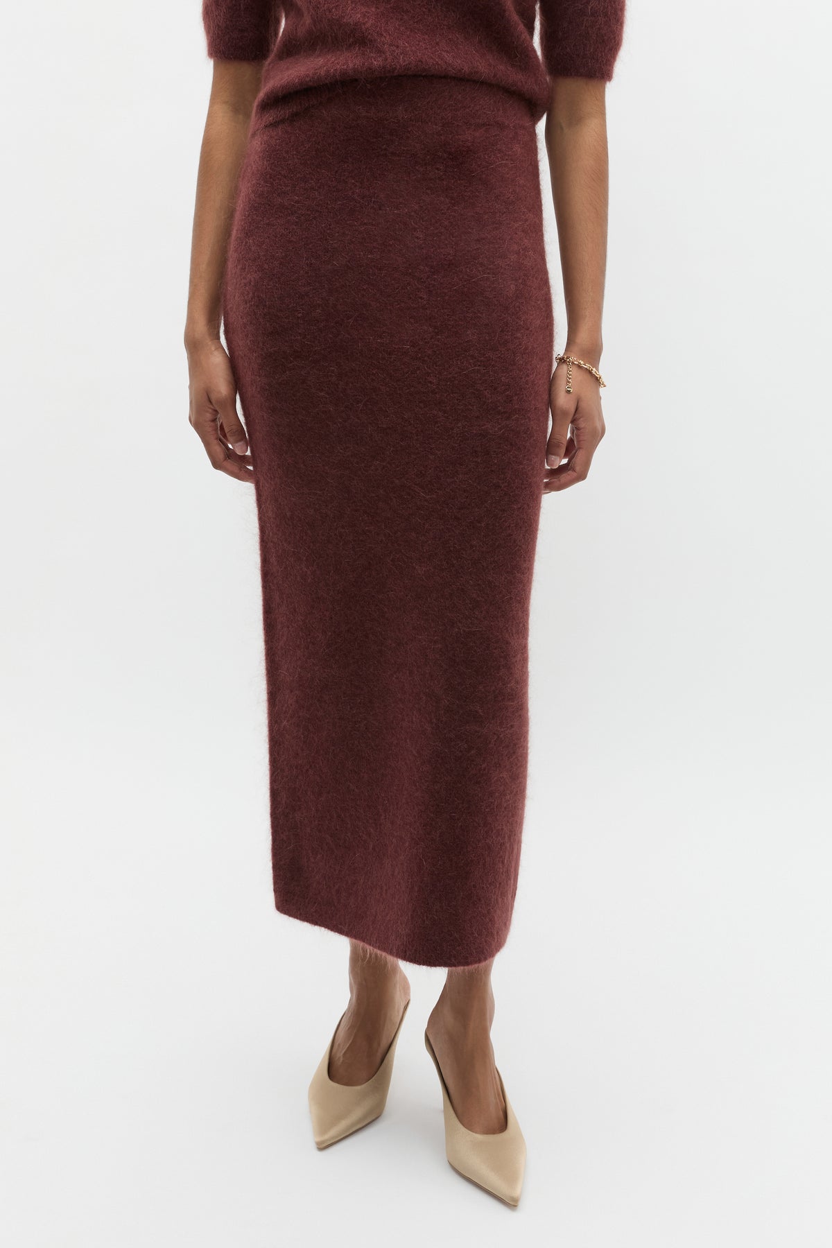 Fluffy Knit Midi Skirt