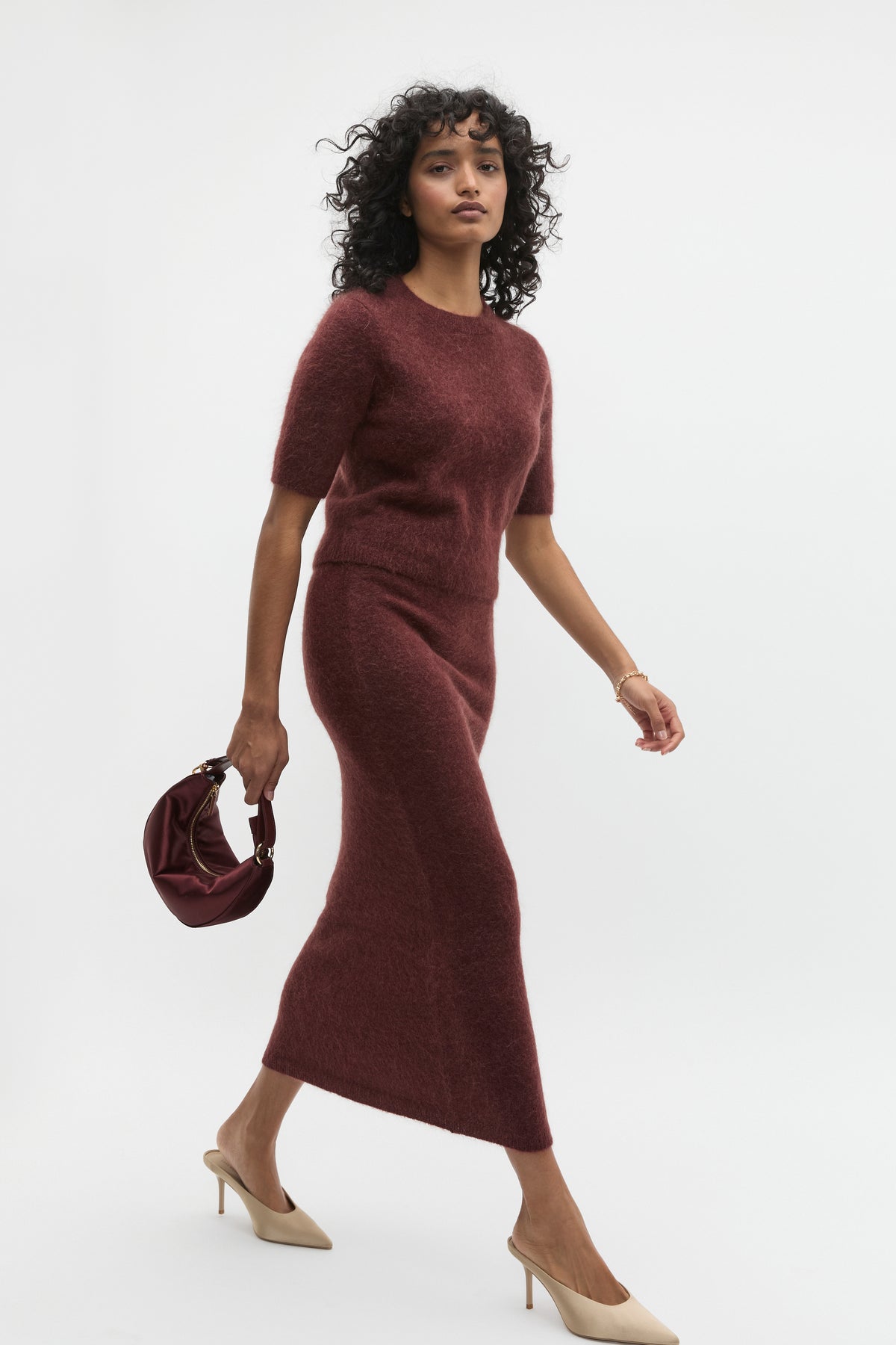 Fluffy Knit Midi Skirt