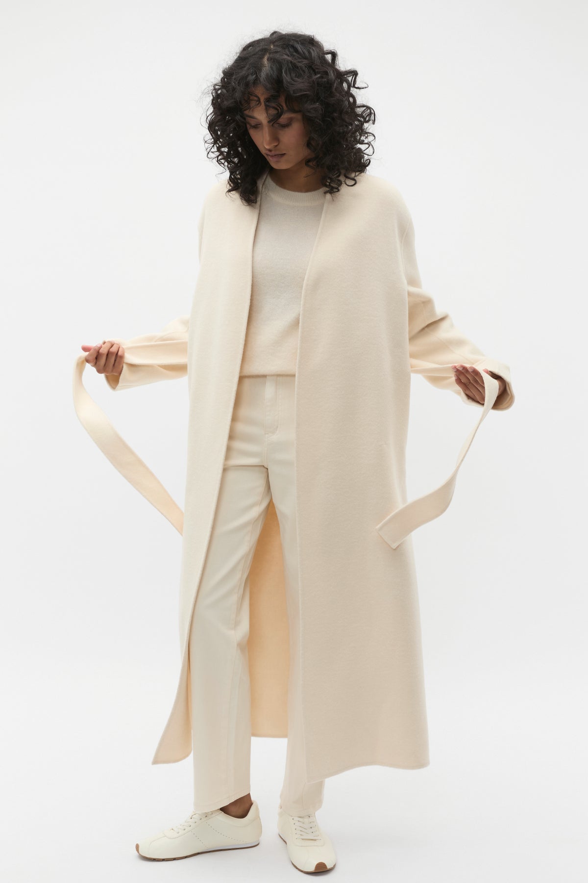 Wool Blend Belted Midi Coat