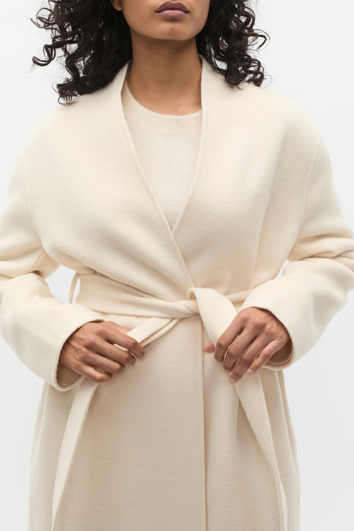 Wool Blend Belted Midi Coat