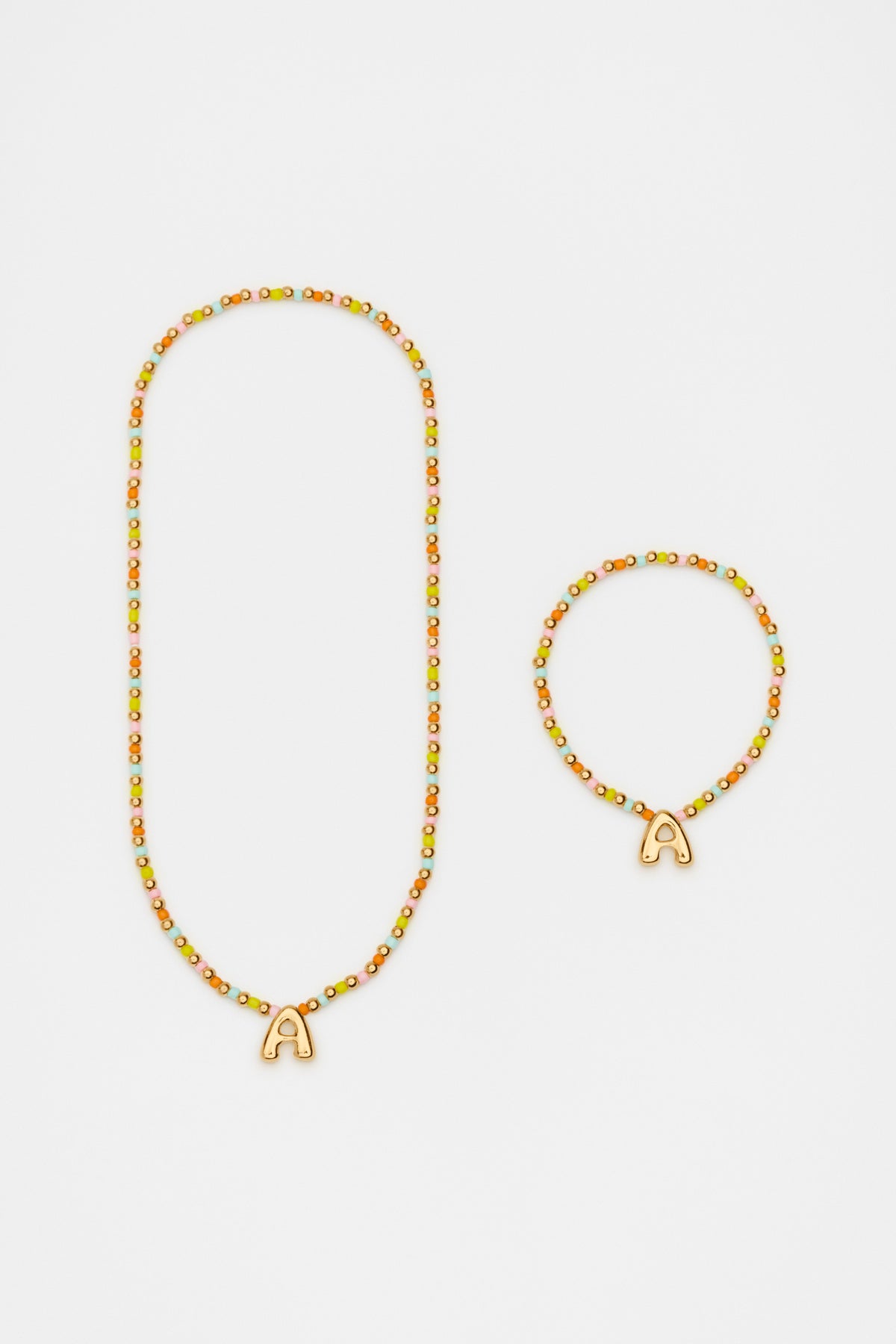 Initial Necklace And Bracelet Set