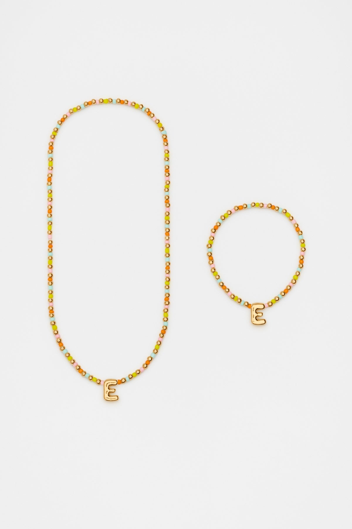 Initial Necklace And Bracelet Set
