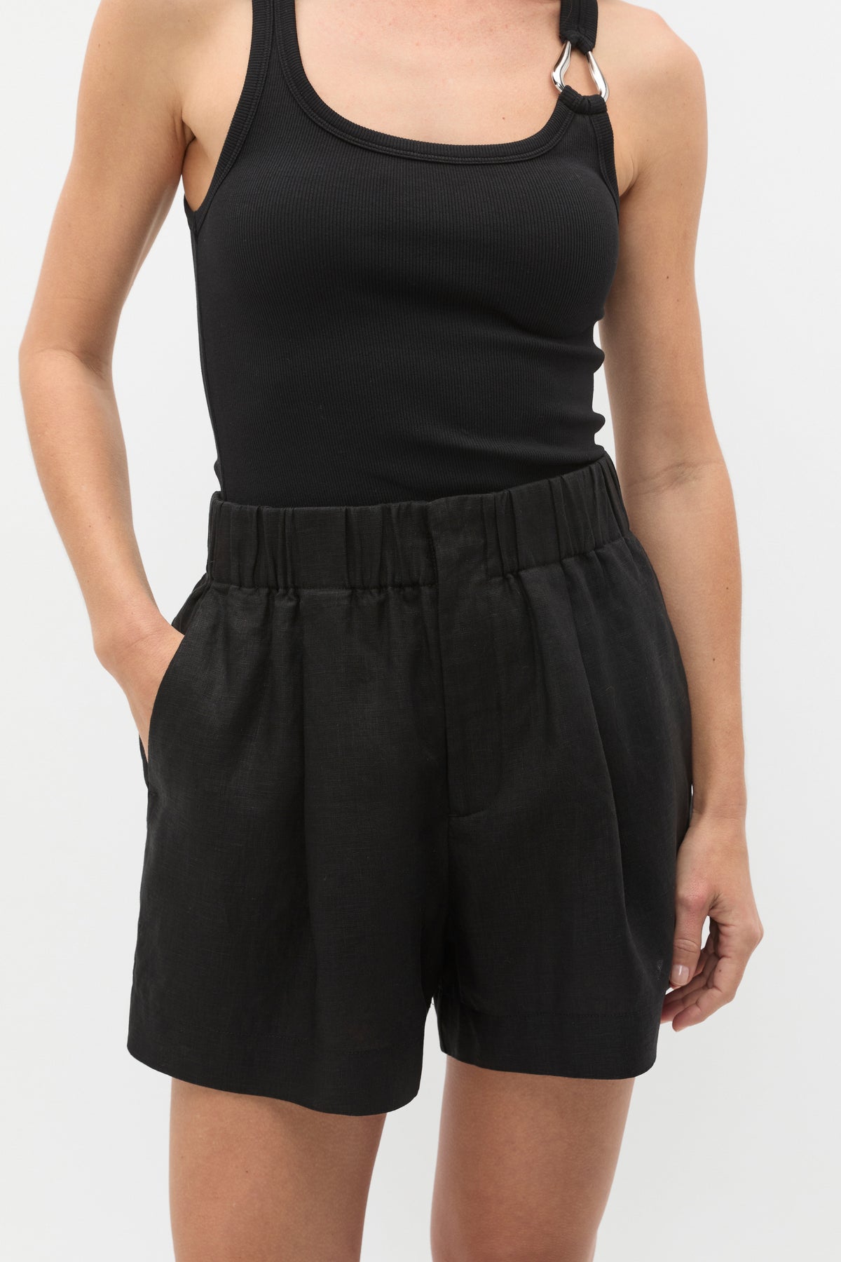 Core Linen Gathered Palazzo Short