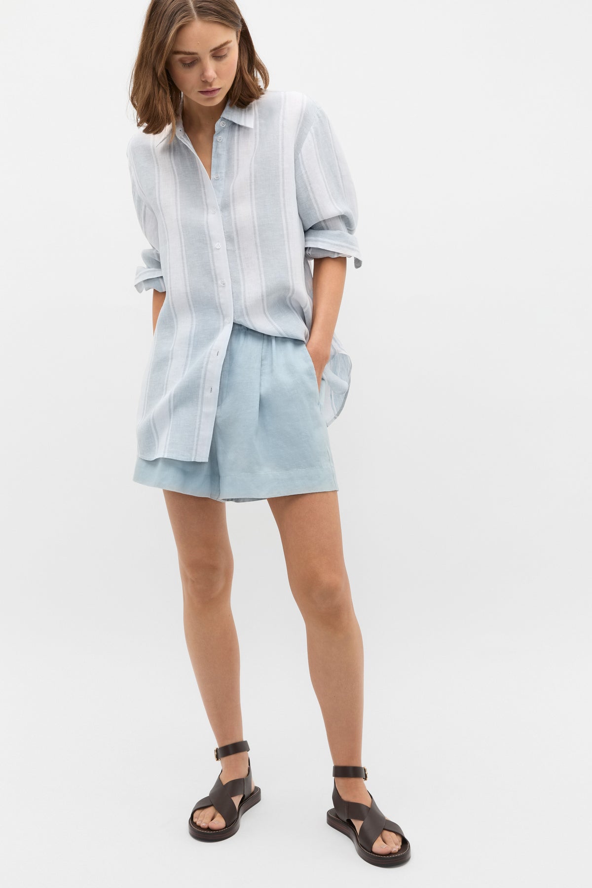 Core Linen Gathered Palazzo Short
