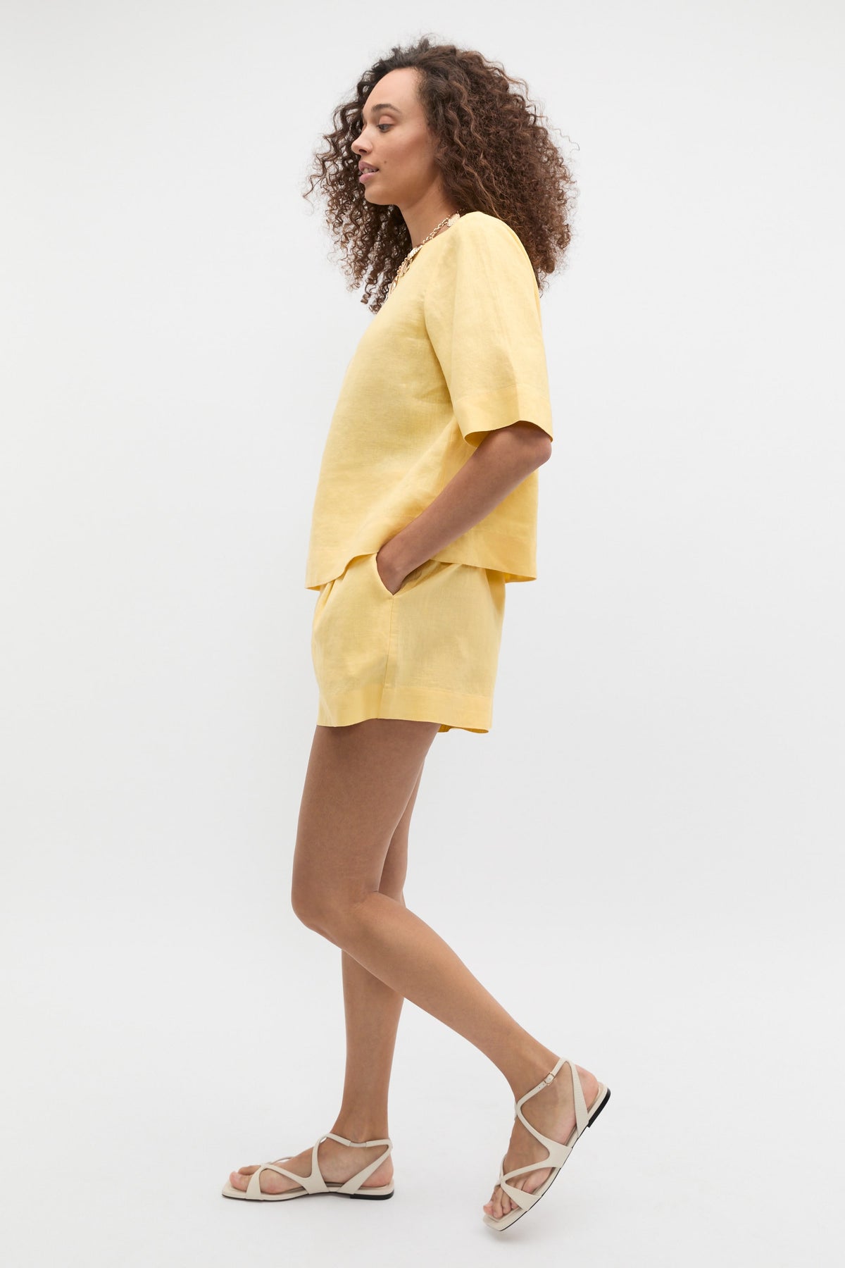 Core Linen Gathered Palazzo Short