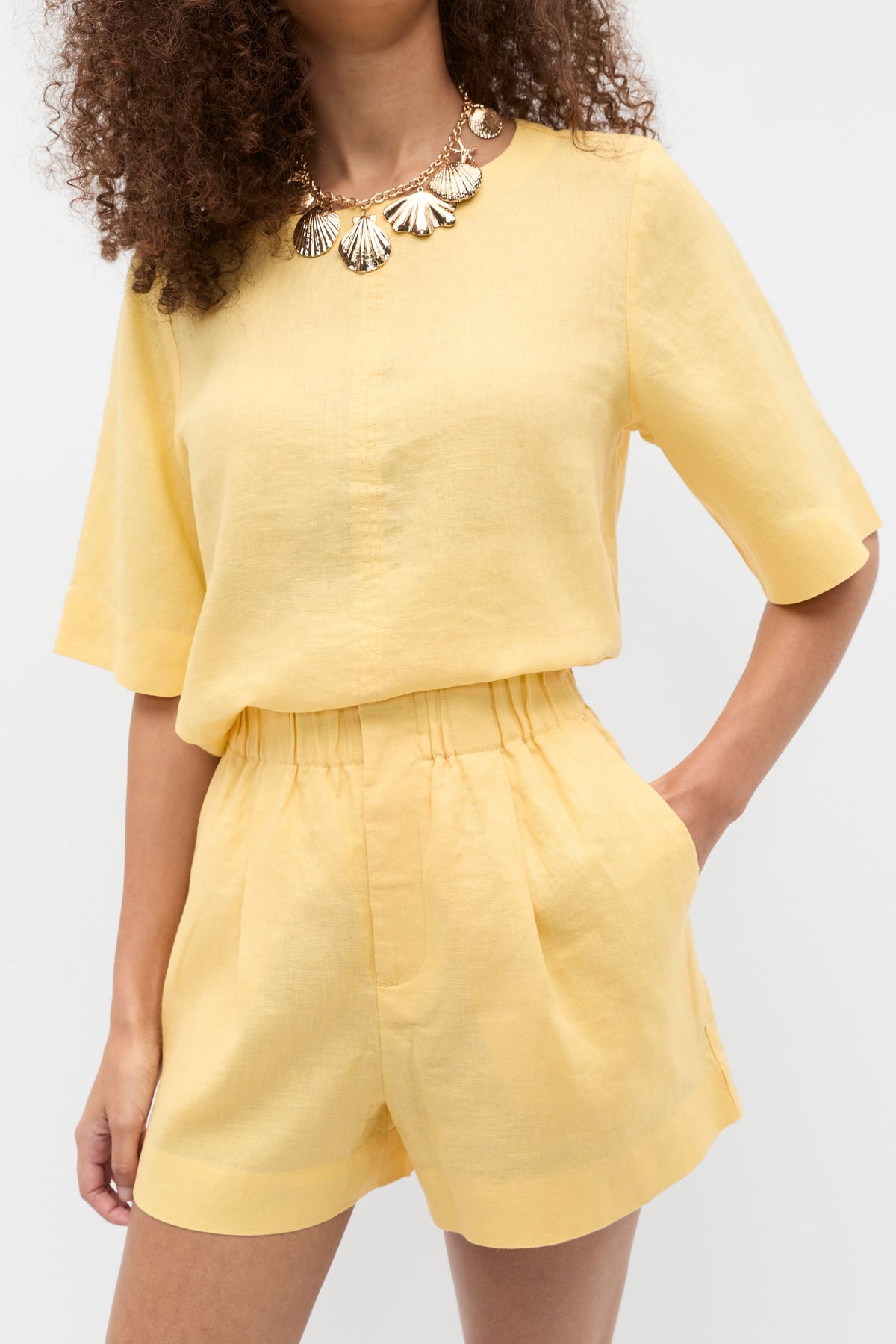 Core Linen Gathered Palazzo Short