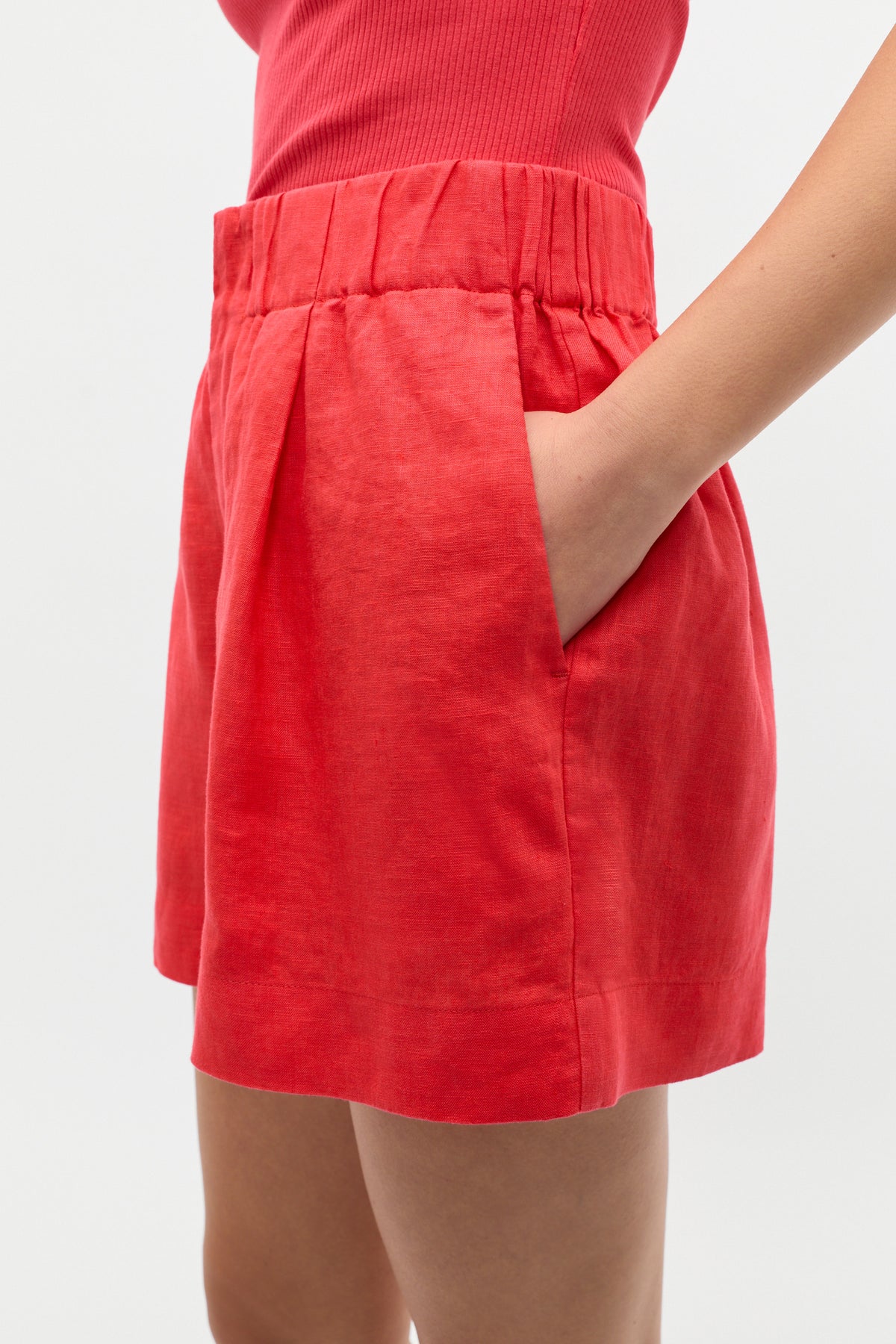 Core Linen Gathered Palazzo Short