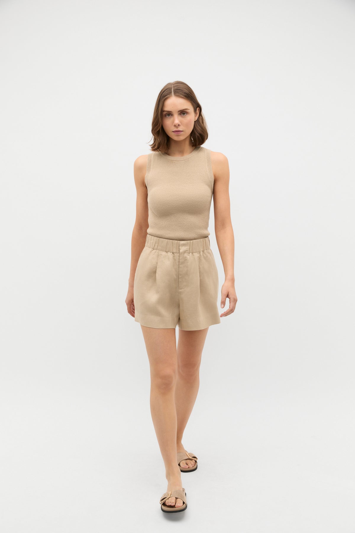 Core Linen Gathered Palazzo Short