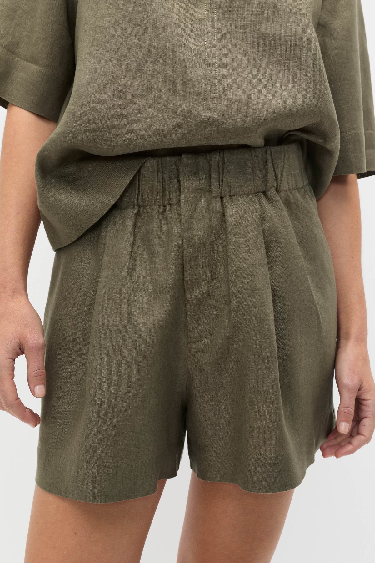 Core Linen Gathered Palazzo Short