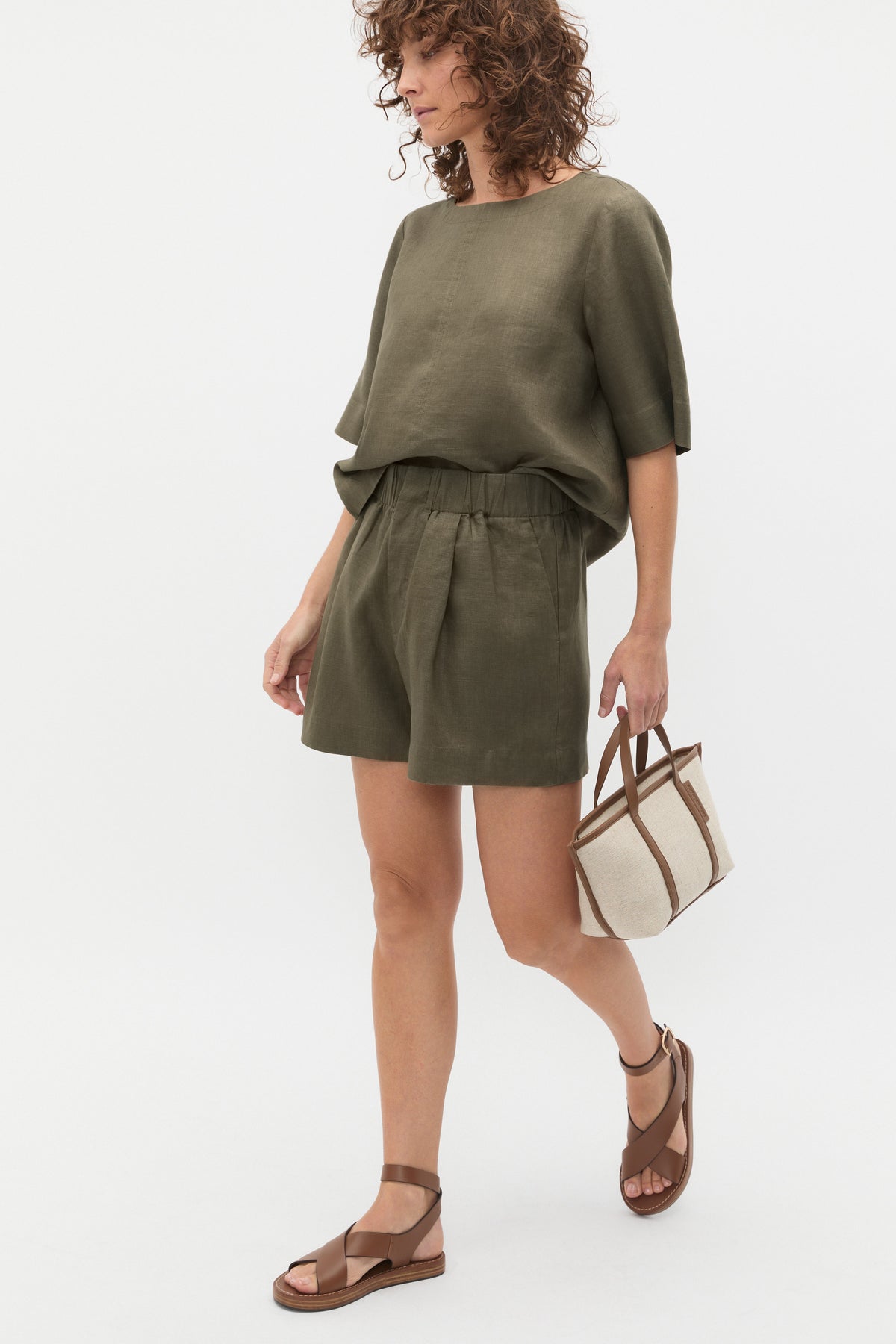 Core Linen Gathered Palazzo Short
