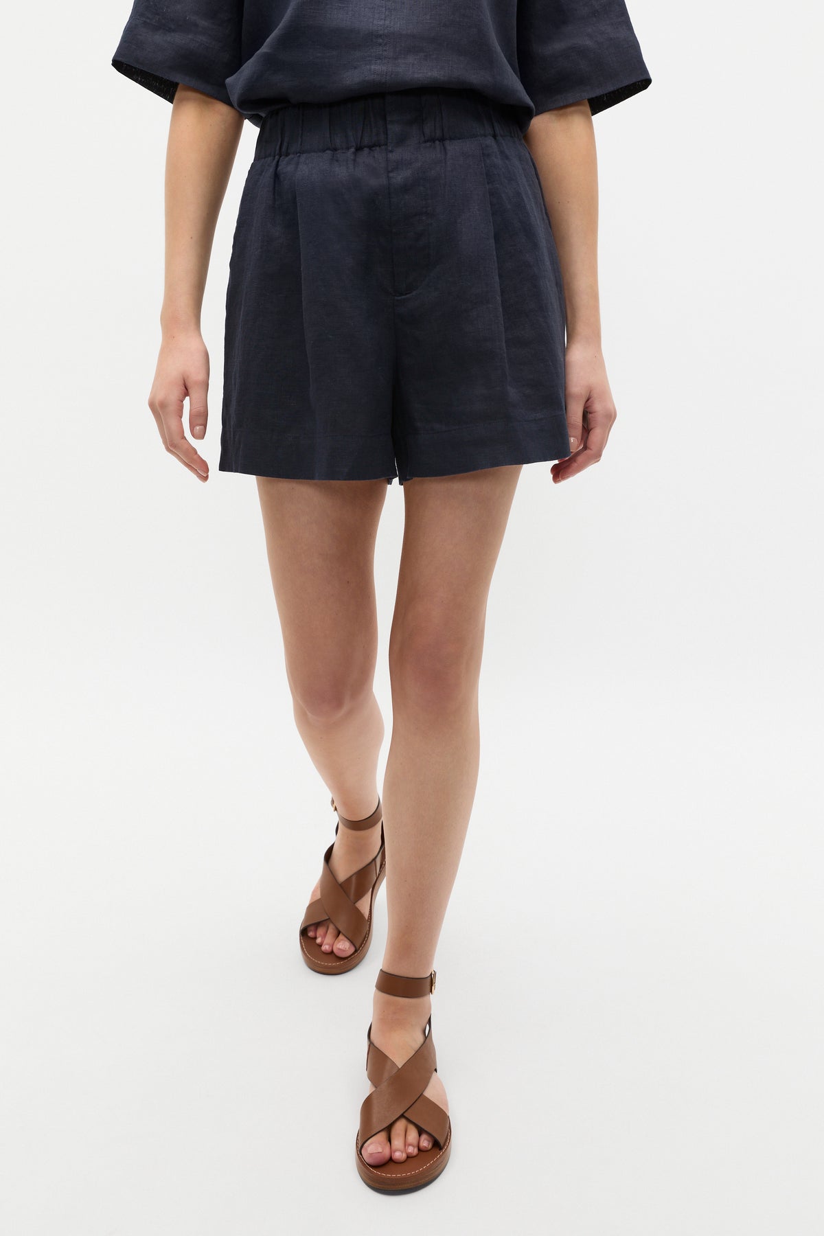 Core Linen Gathered Palazzo Short