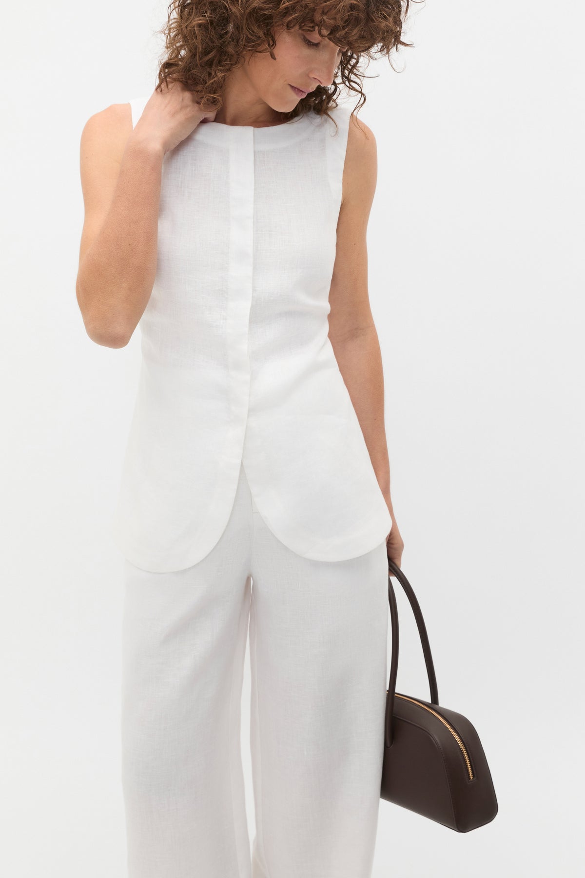 Linen Concealed Placket Vest