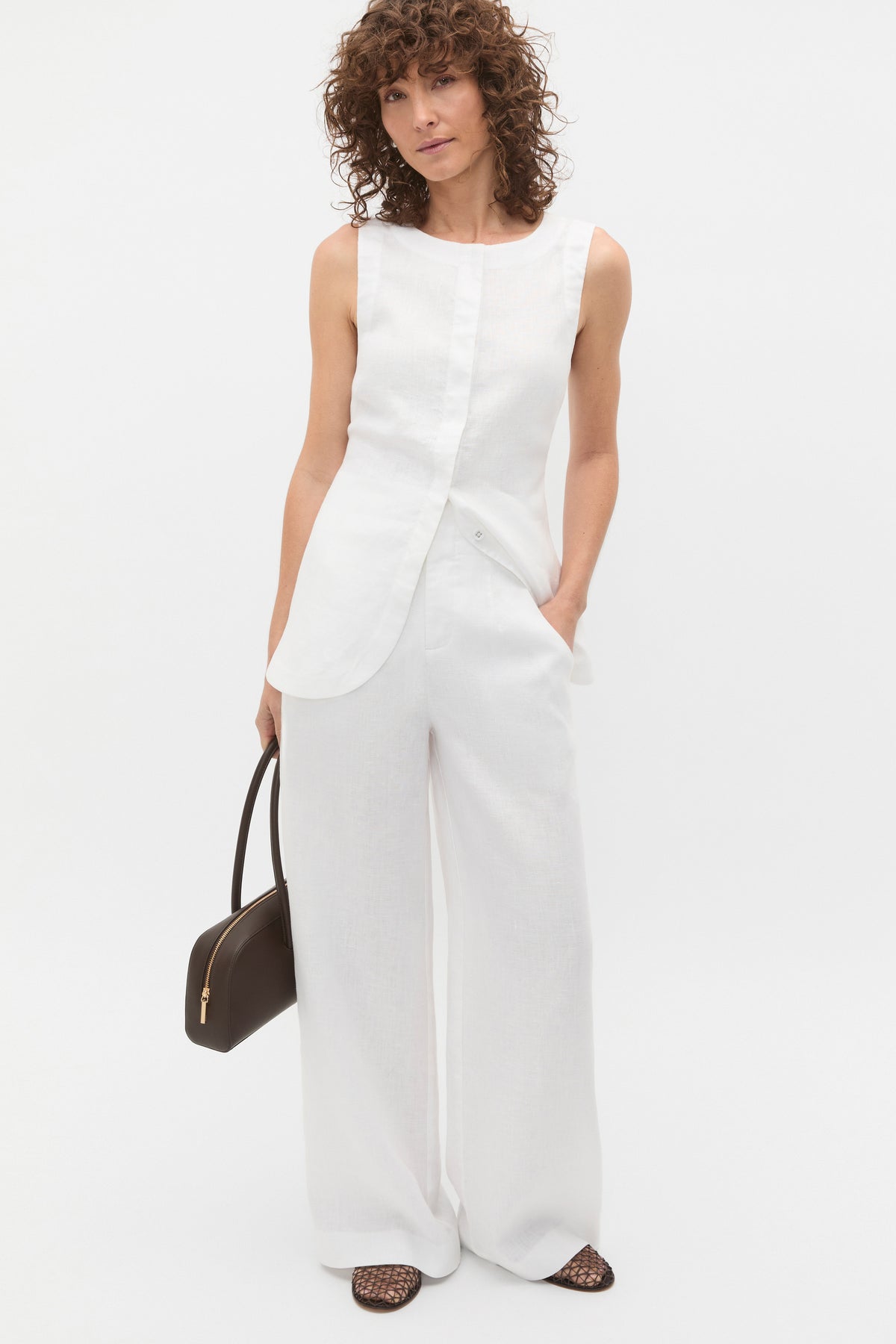 Linen Concealed Placket Vest
