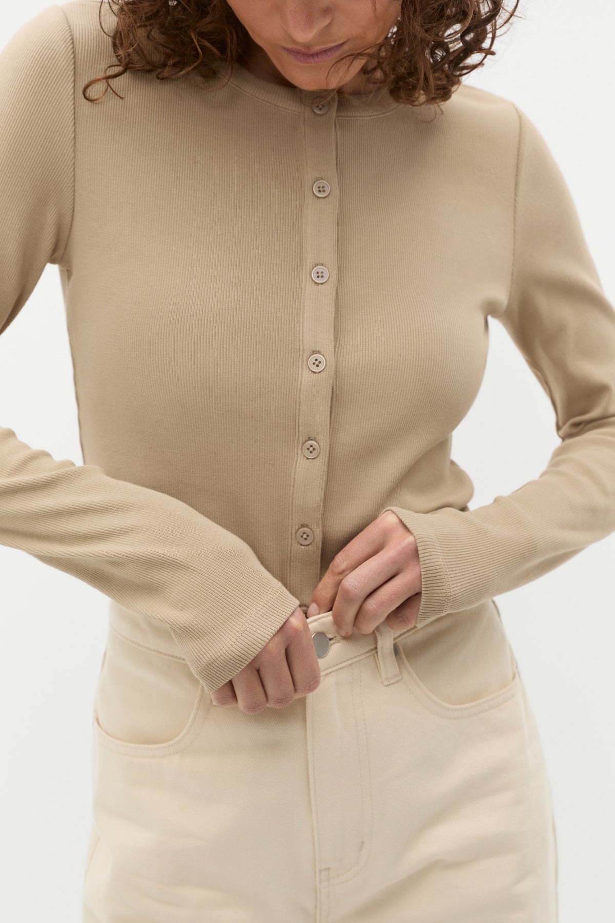 Rib Button Up Cardigan