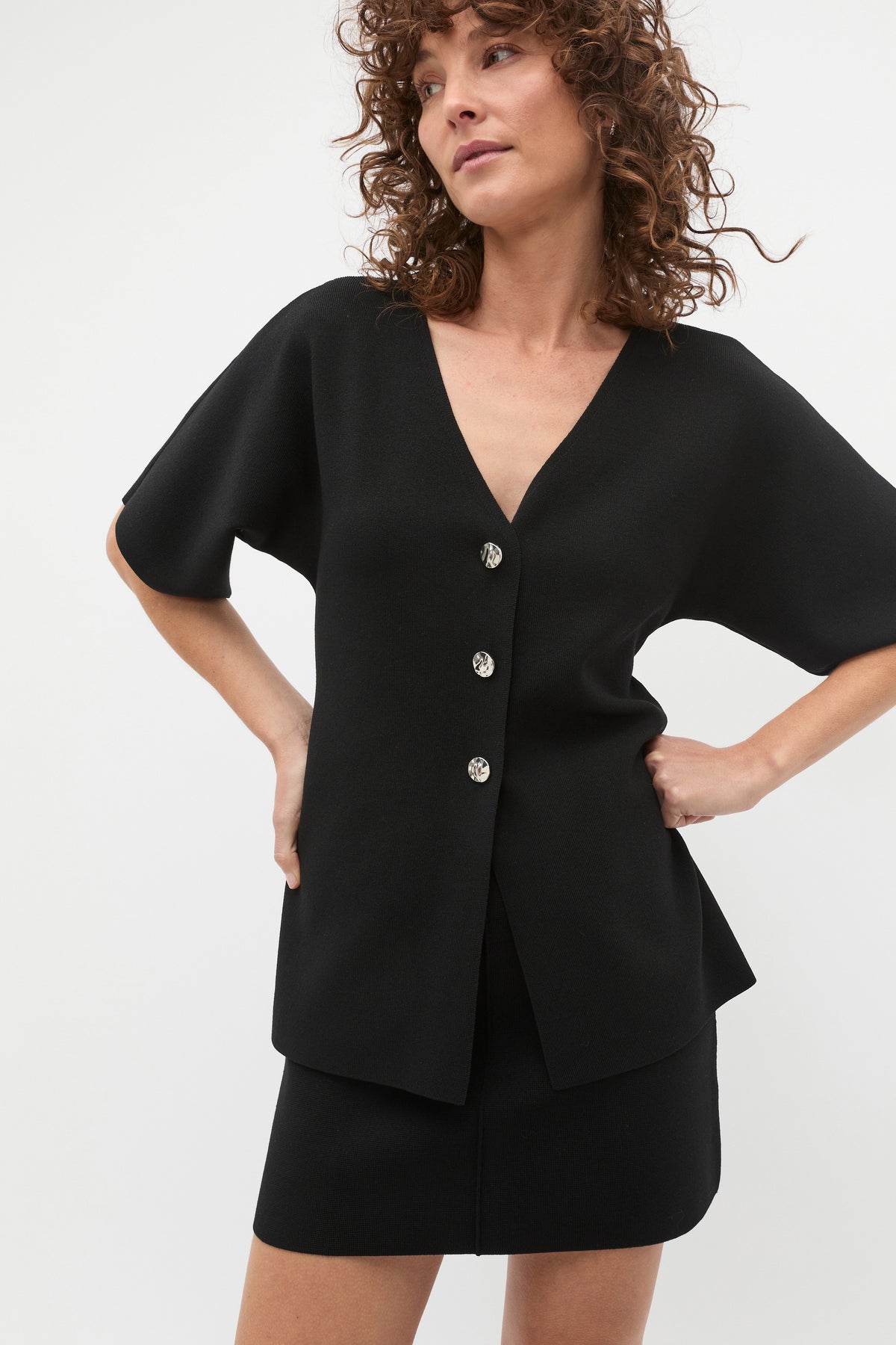 Crepe Knit Batwing Cardigan