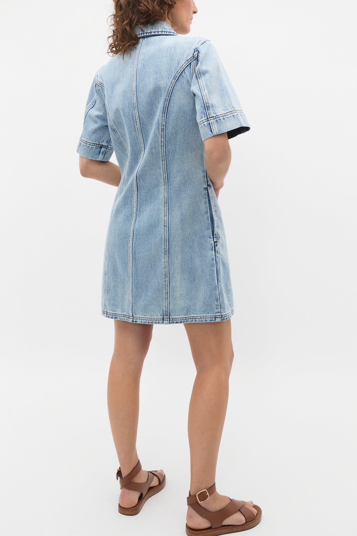 Denim Zip Mini Shirt Dress