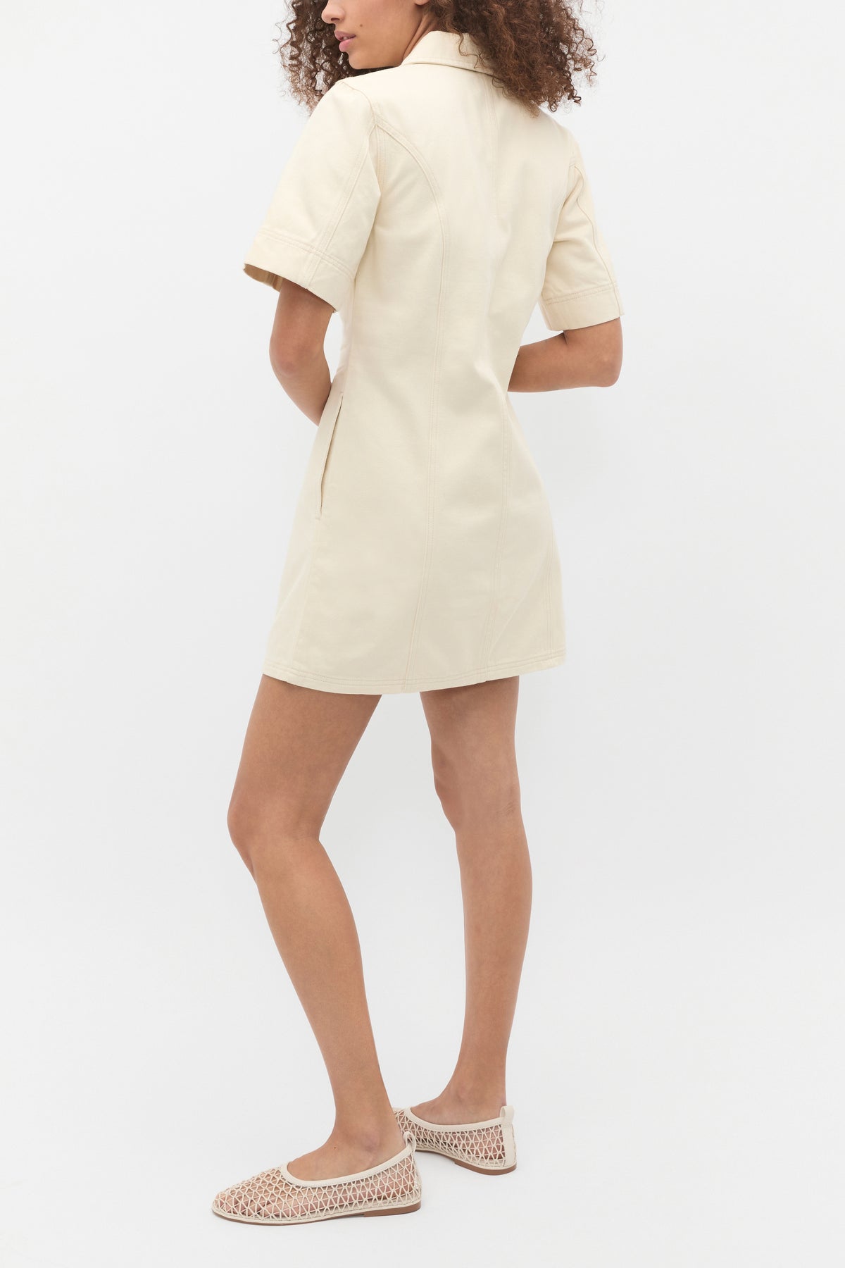 Denim Zip Mini Shirt Dress