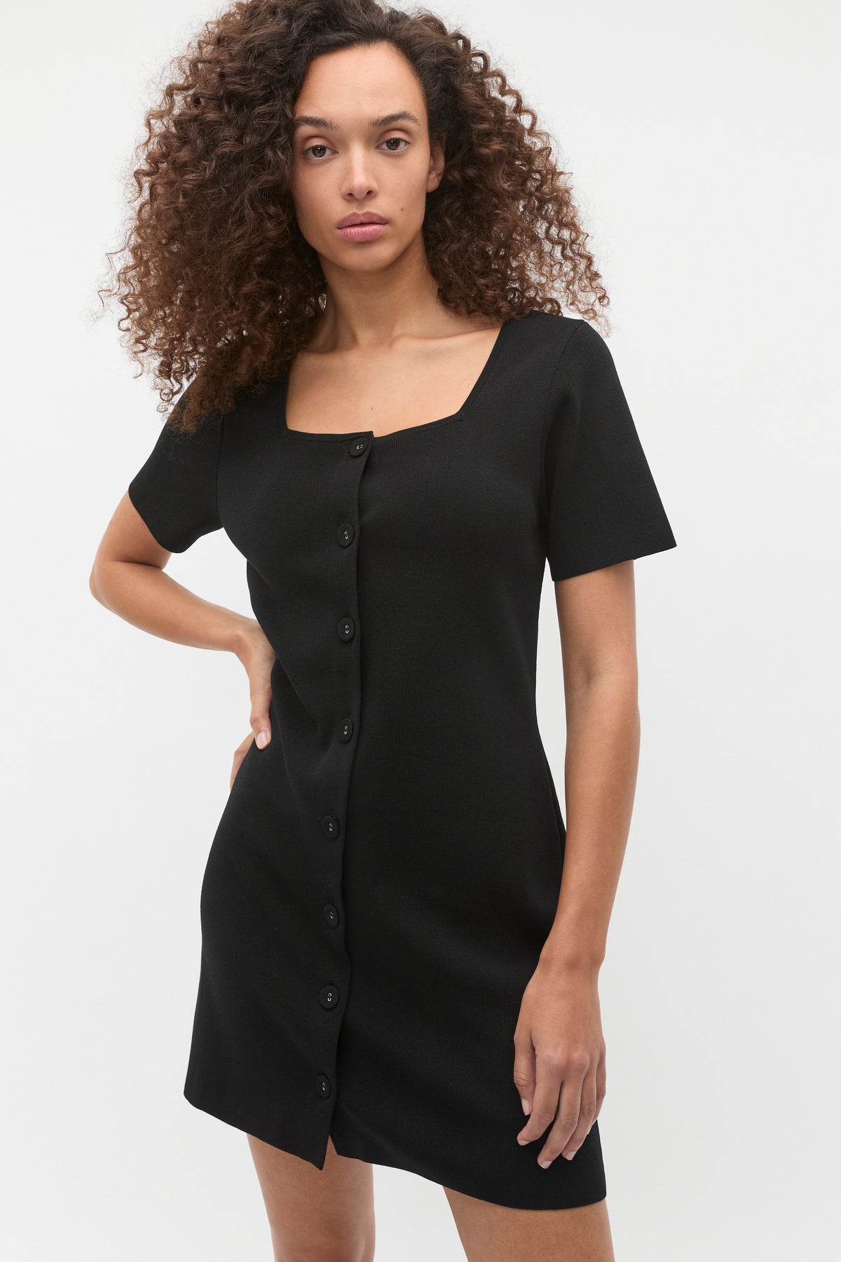 Crepe Knit Short Sleeve Mini Dress