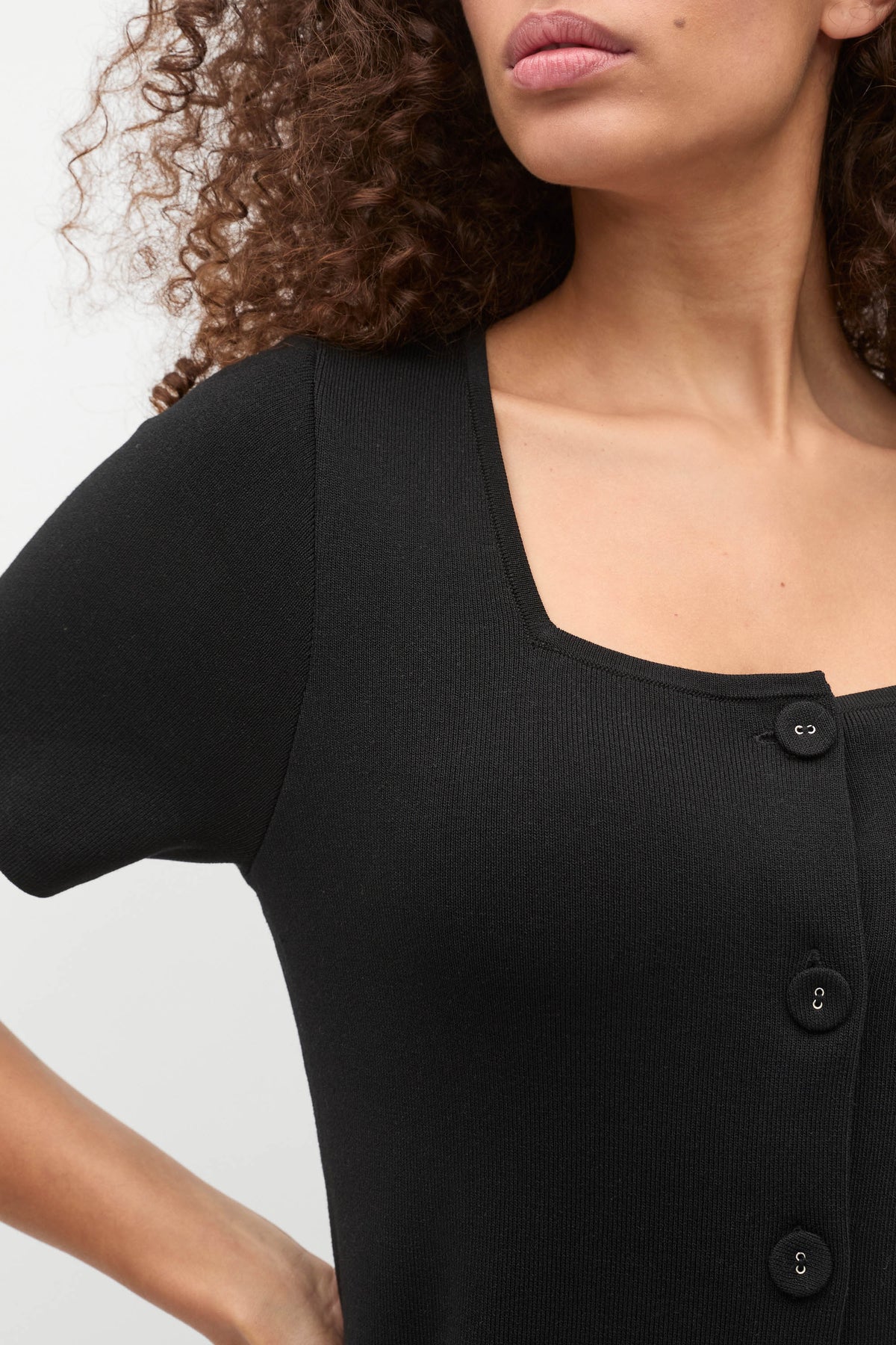 Crepe Knit Short Sleeve Mini Dress