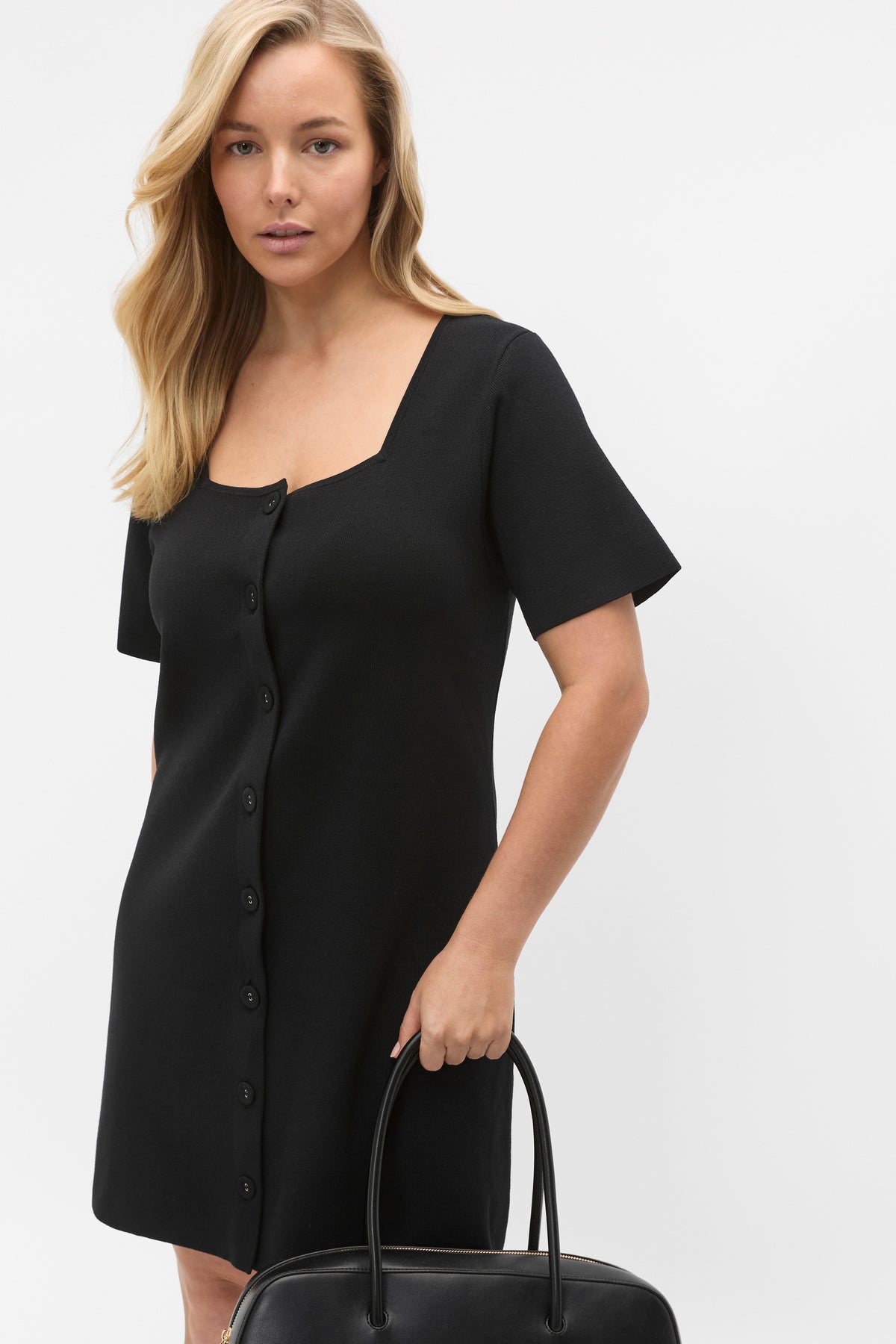 Crepe Knit Short Sleeve Mini Dress