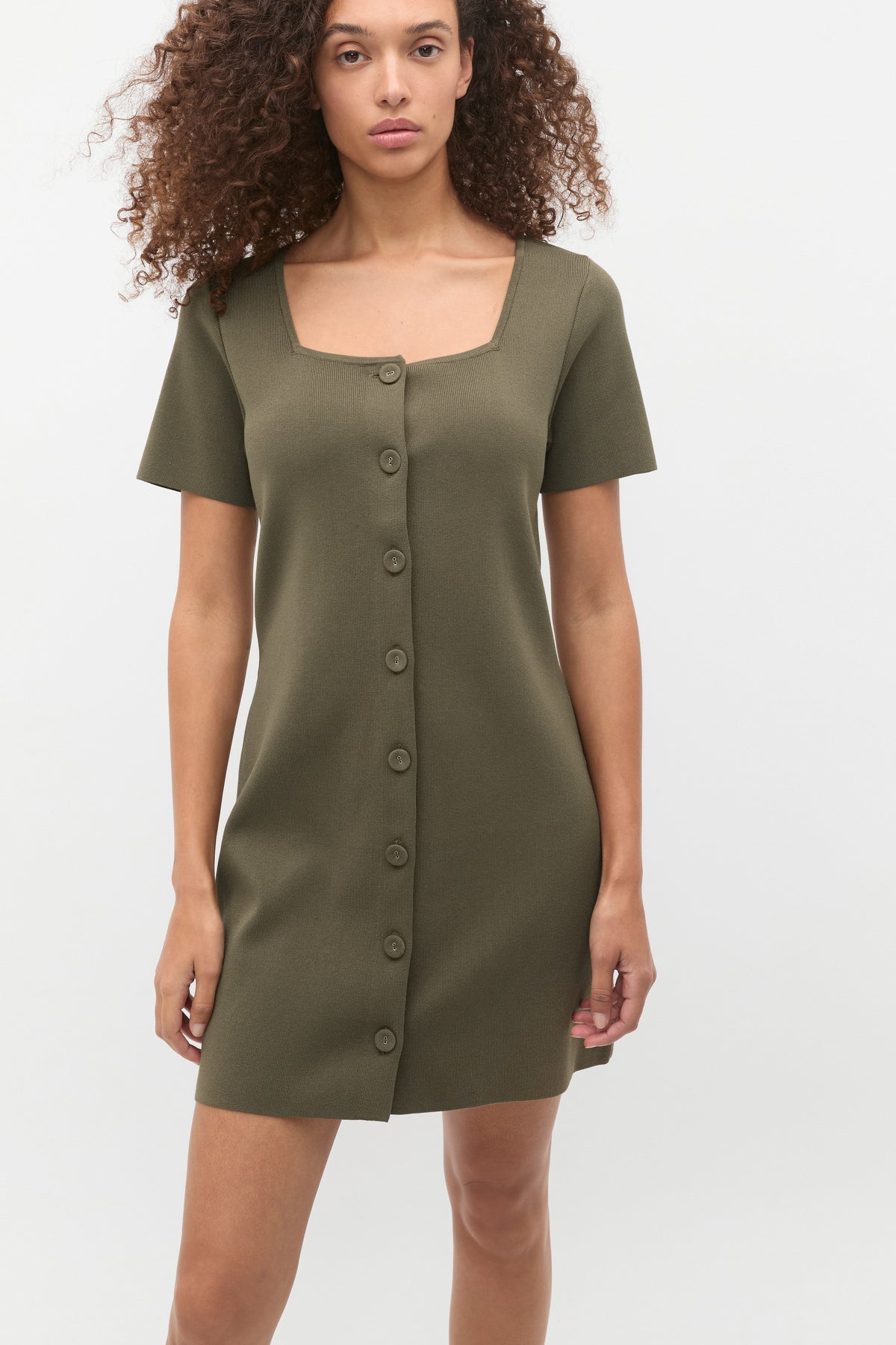 Crepe Knit Short Sleeve Mini Dress