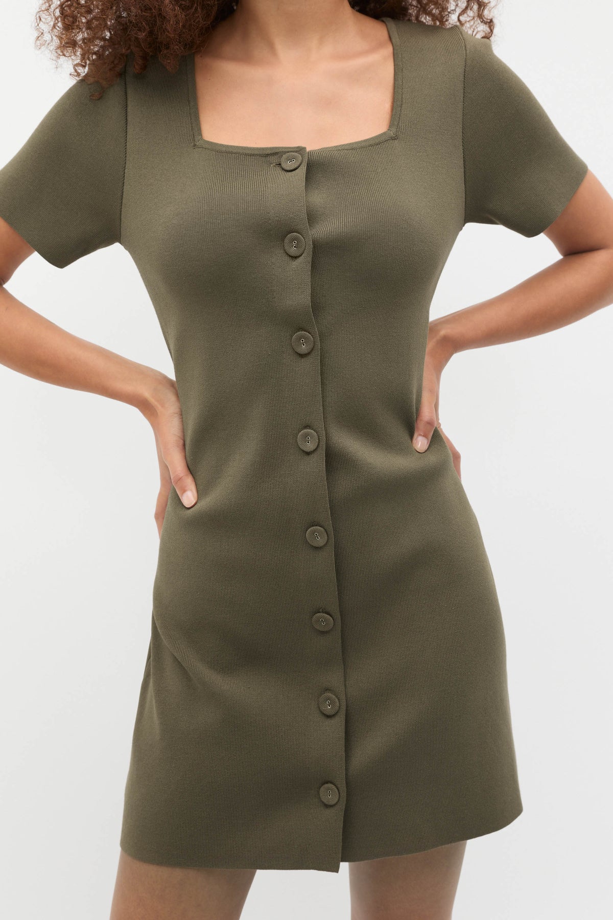 Crepe Knit Short Sleeve Mini Dress