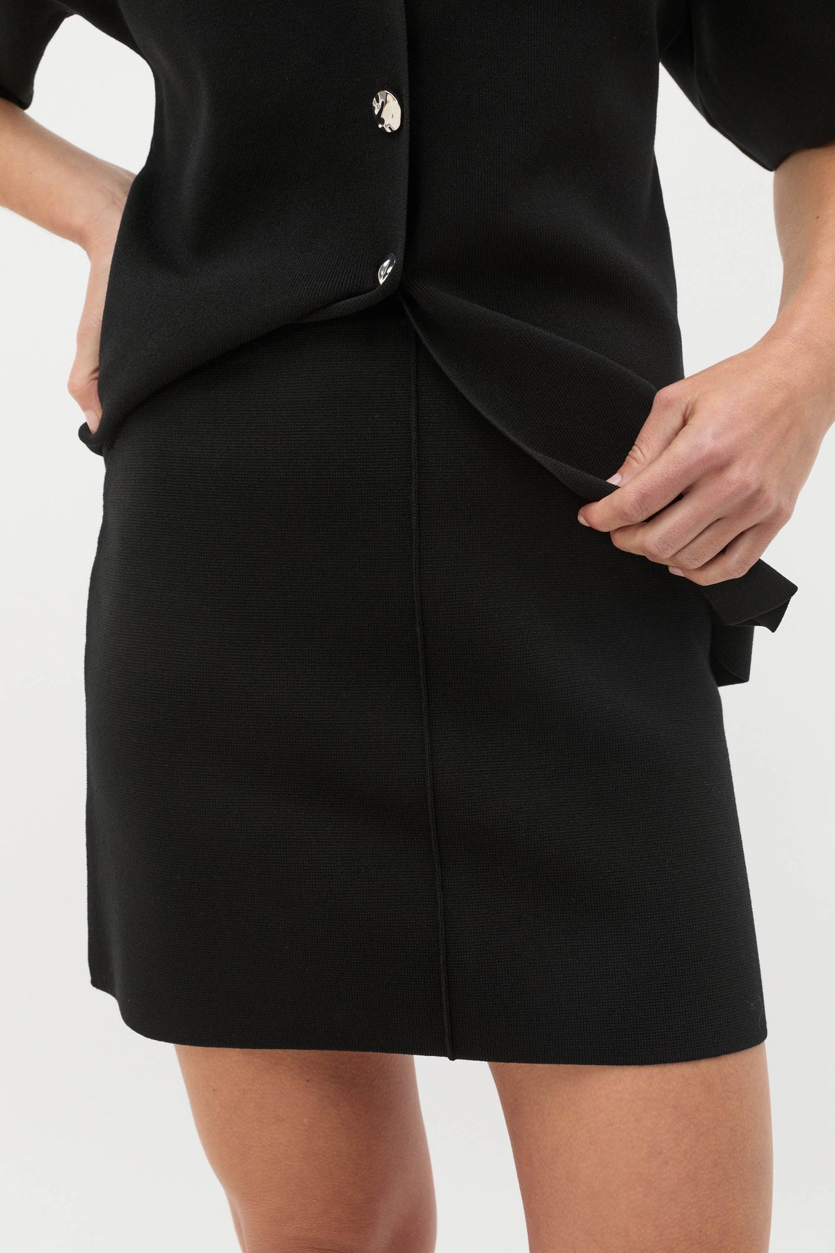 Crepe Knit Seam Detail Skirt