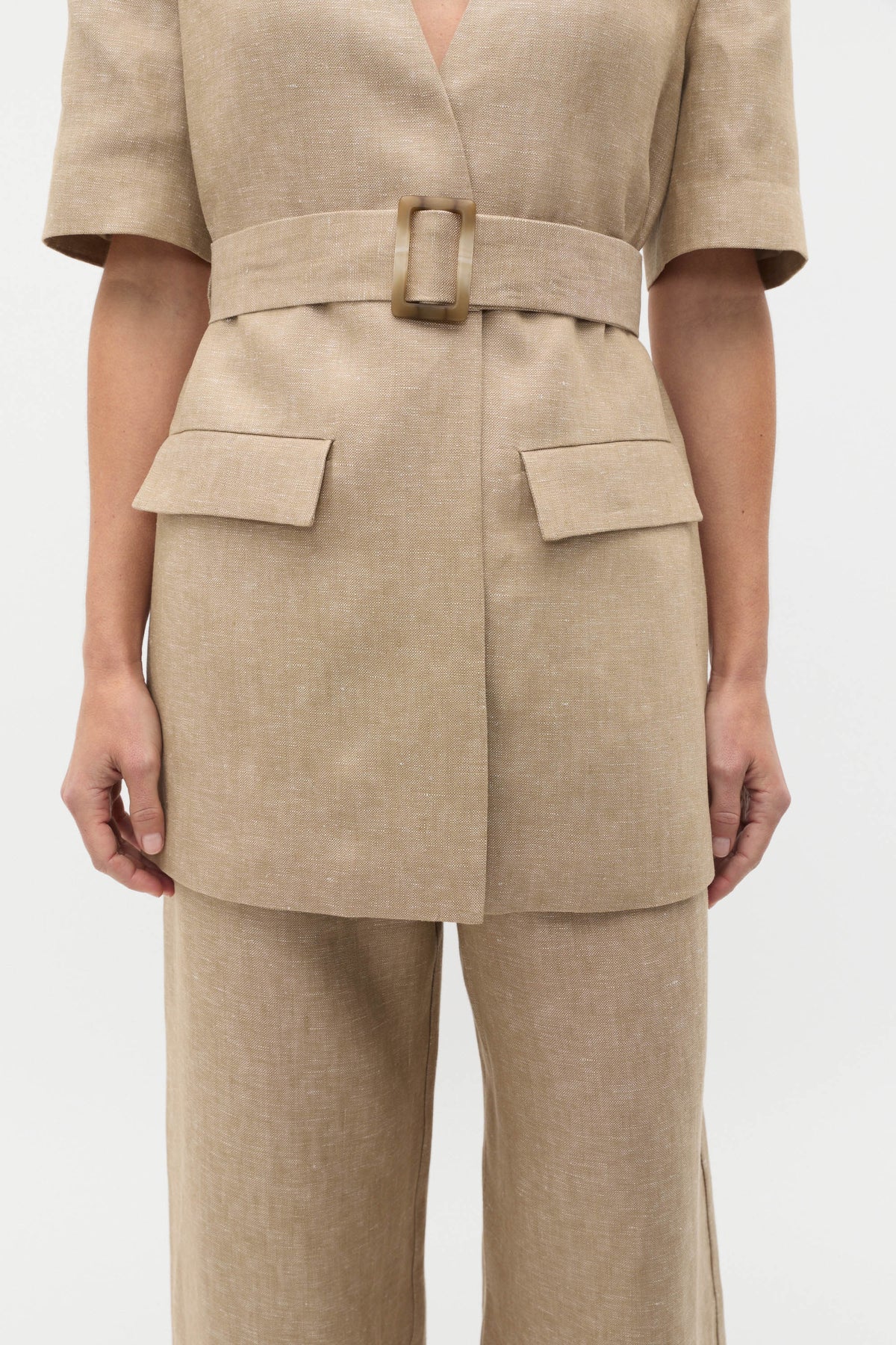 Linen Crossdye Tie Waist Jacket