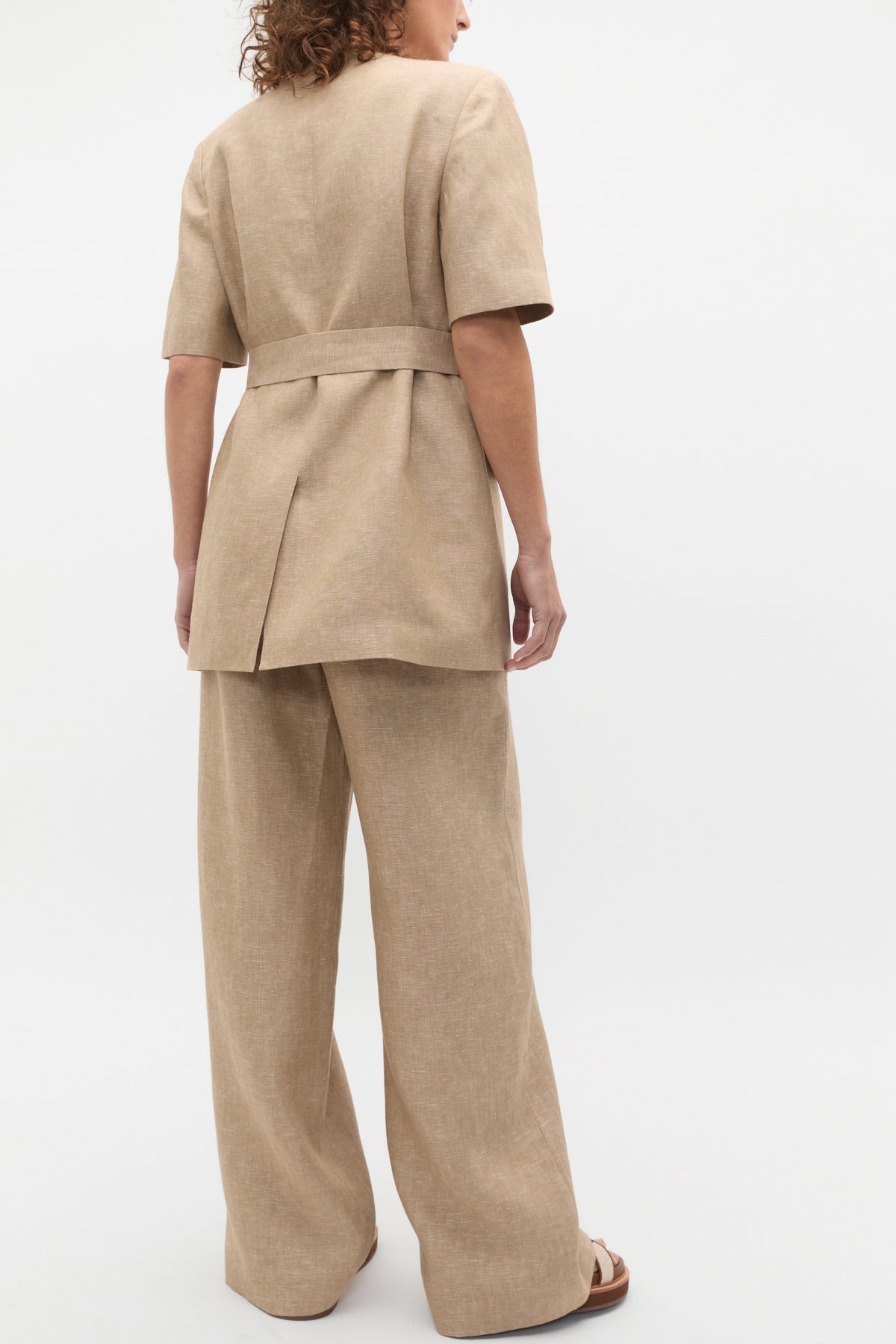 Linen Crossdye Tie Waist Jacket
