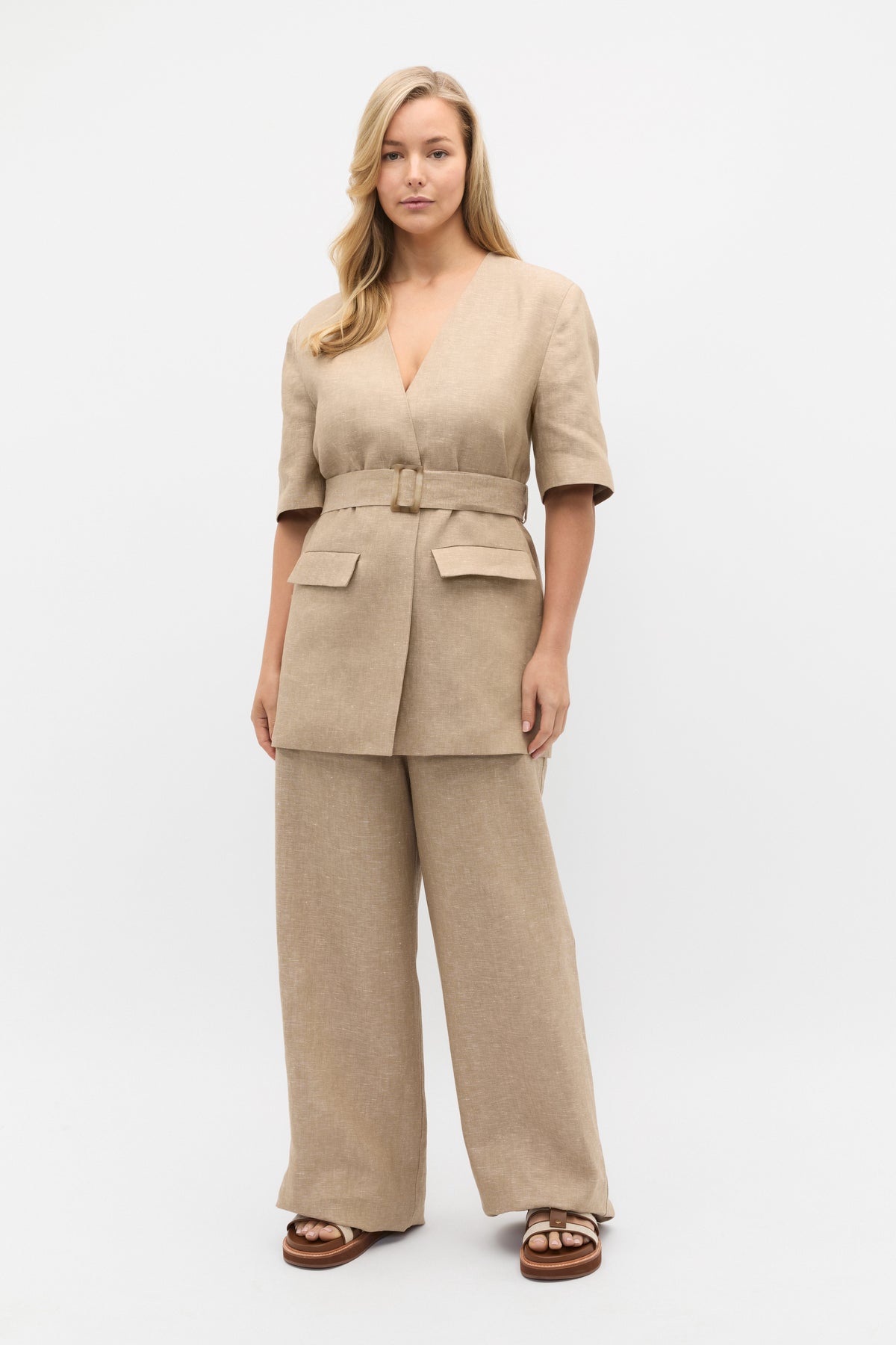Linen Crossdye Tie Waist Jacket