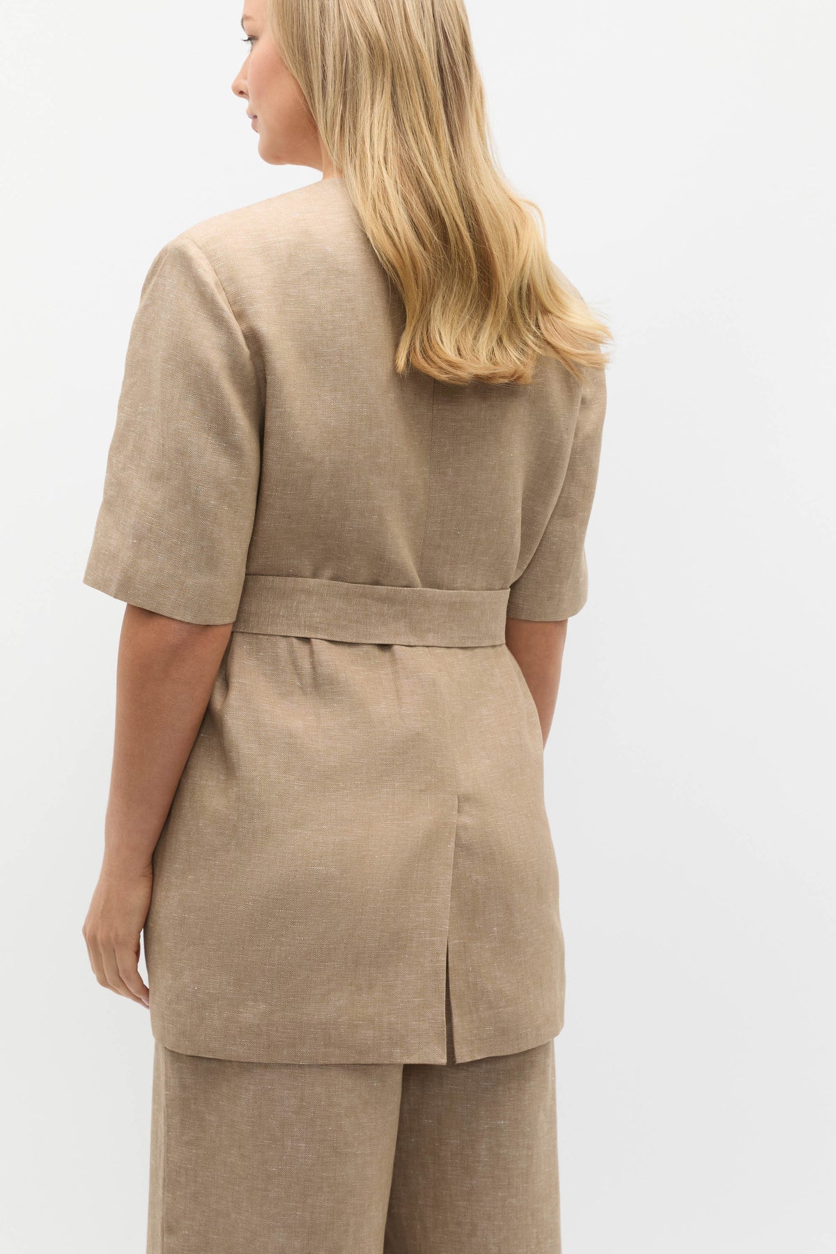 Linen Crossdye Tie Waist Jacket