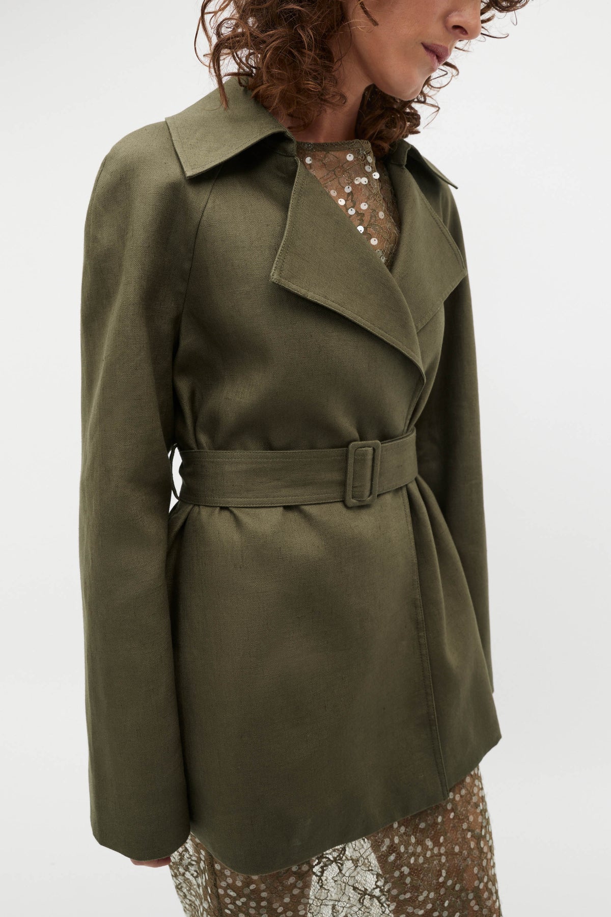Linen Crop Trench Coat