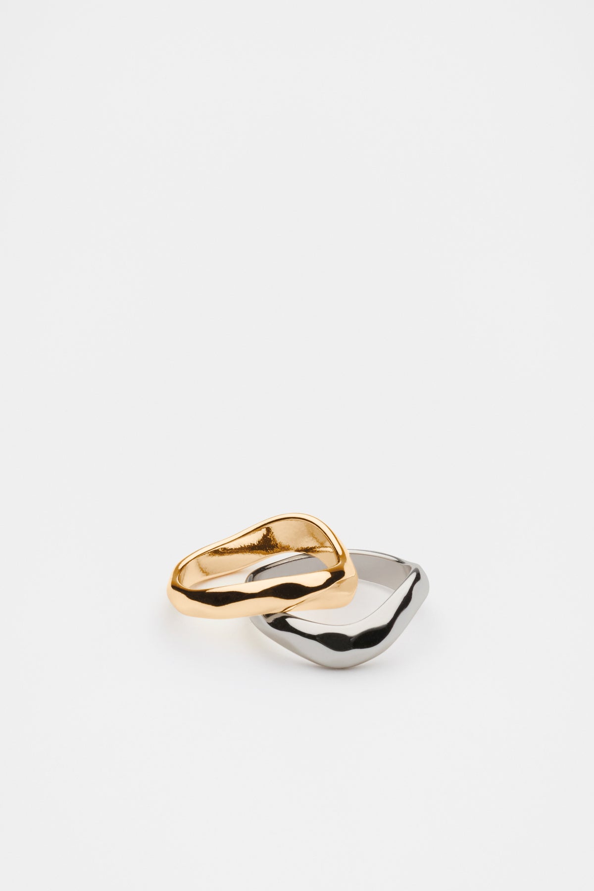 Textured Wave Ring Set