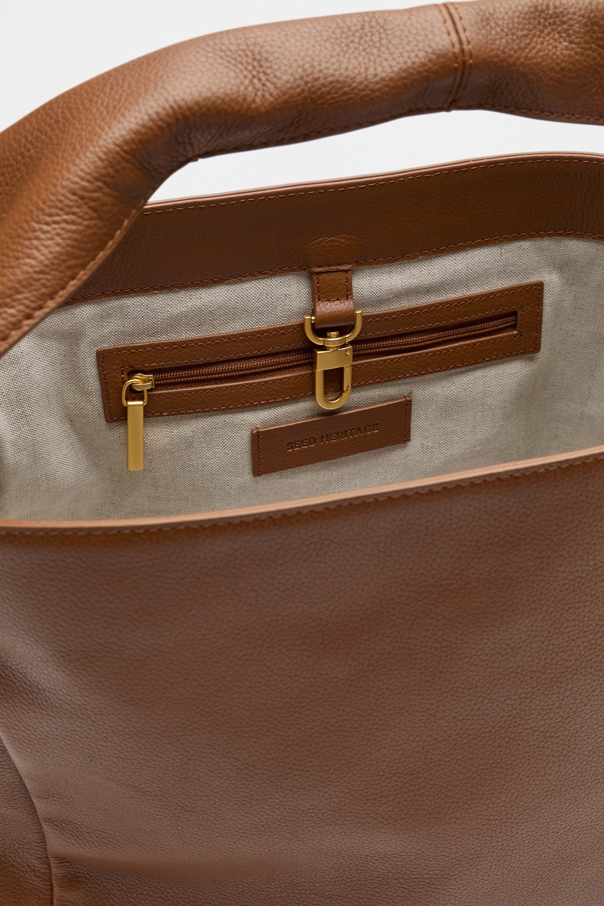 Leather Curved Tote
