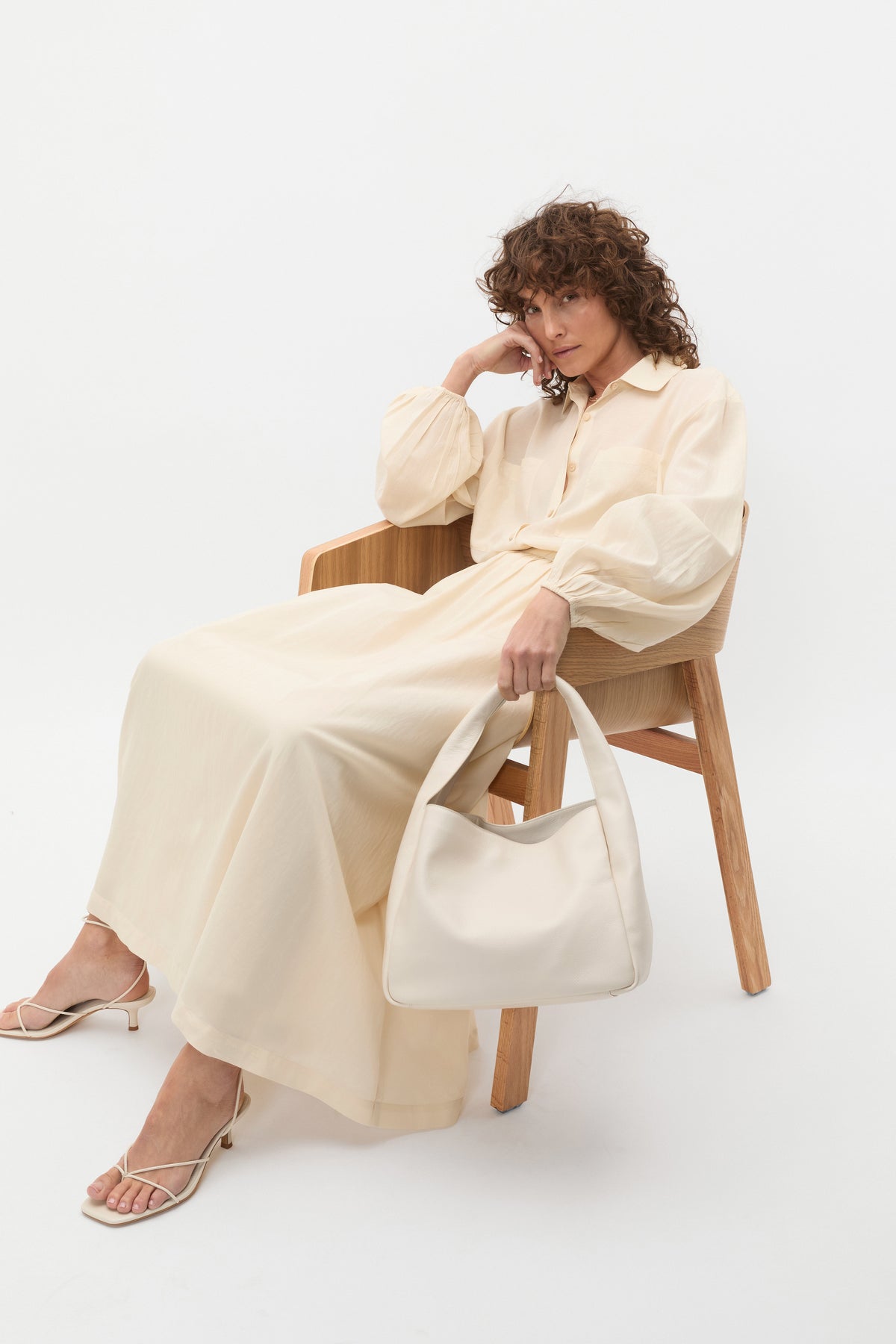 Leather Curved Tote