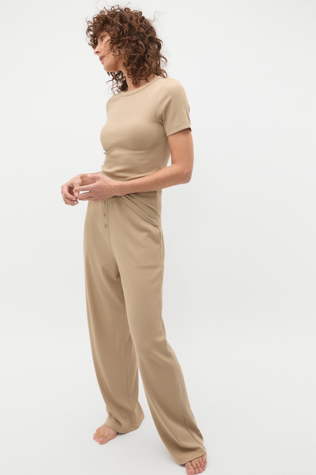 Short Sleeve and Wide Leg Pant PJ Set