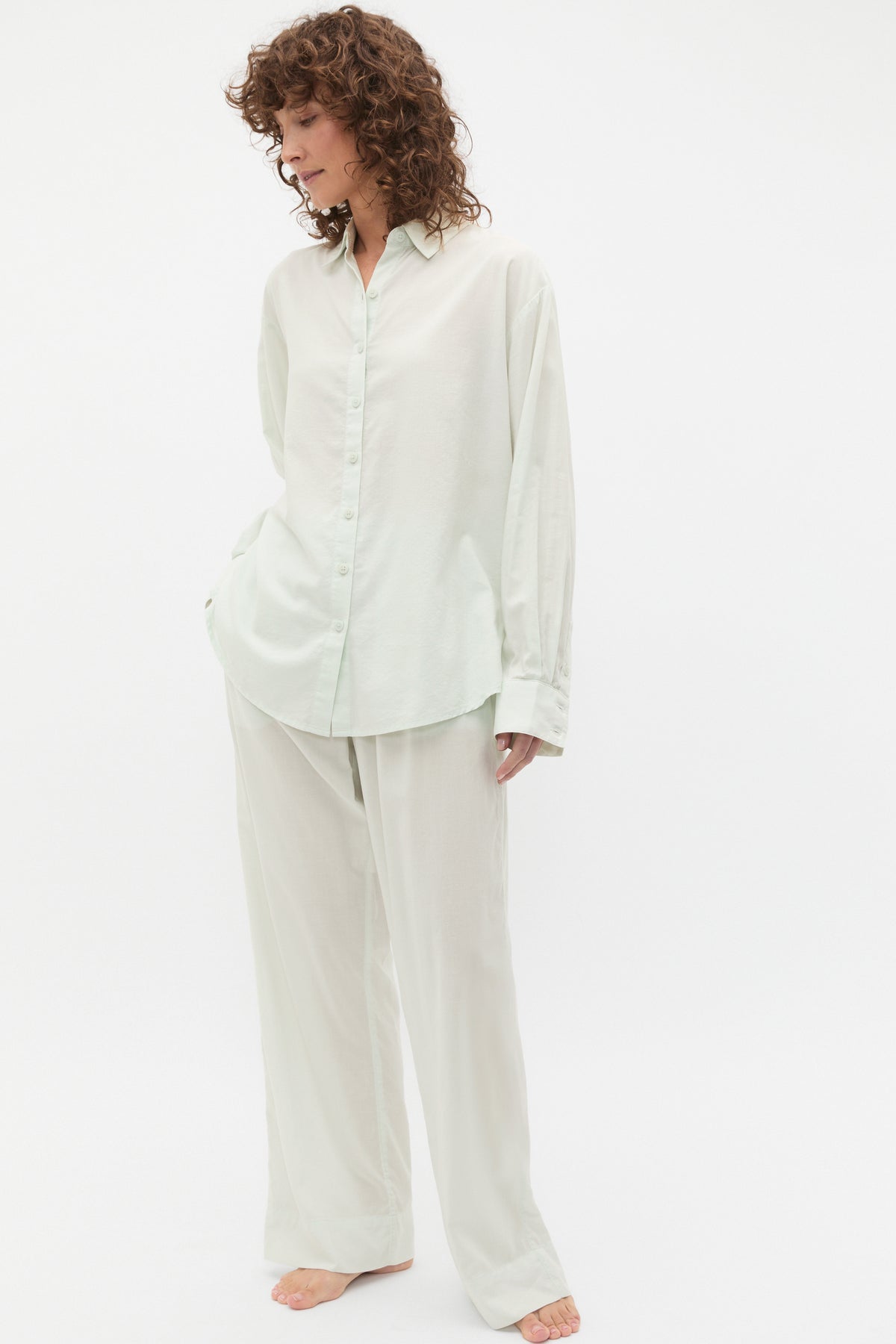 Oversized Voile Long Sleeve and Pant PJ Set