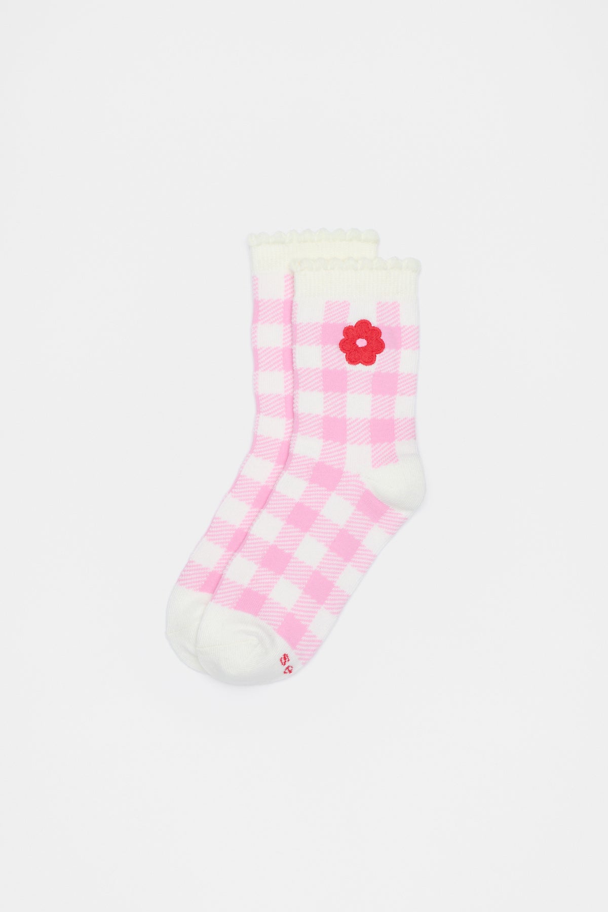 Gingham Flower Sock