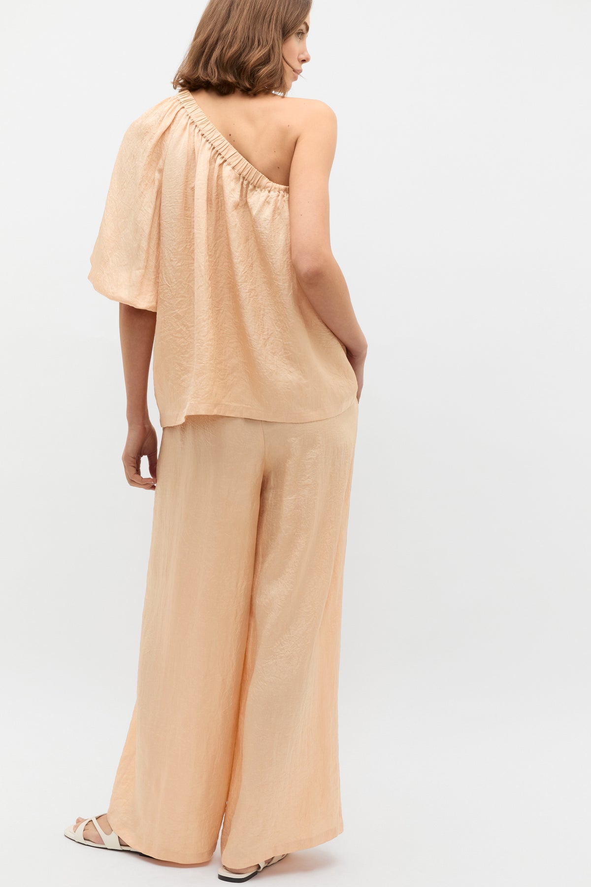 Textured Satin One Shoulder Blouse