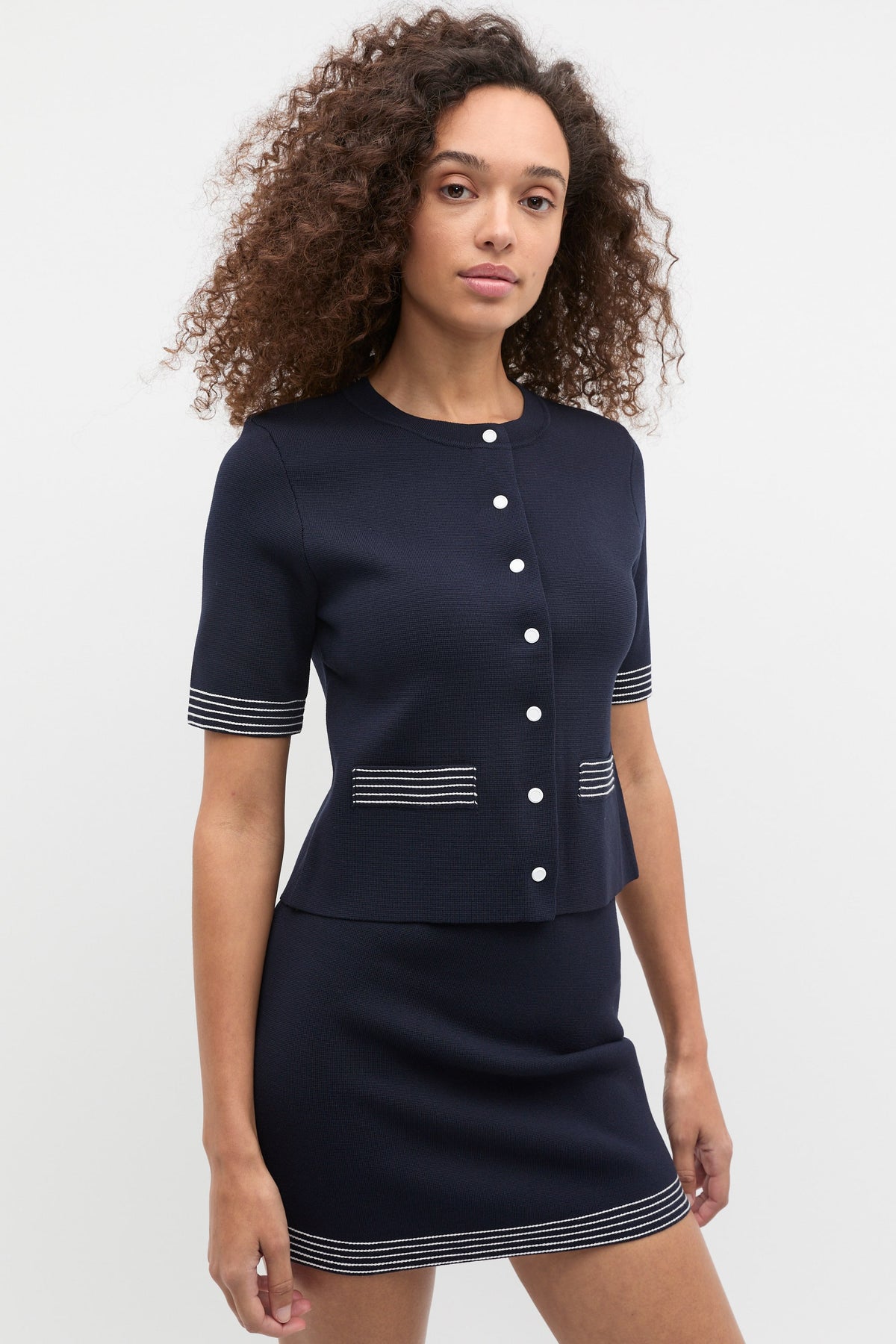 Crepe Knit Contrast Top
