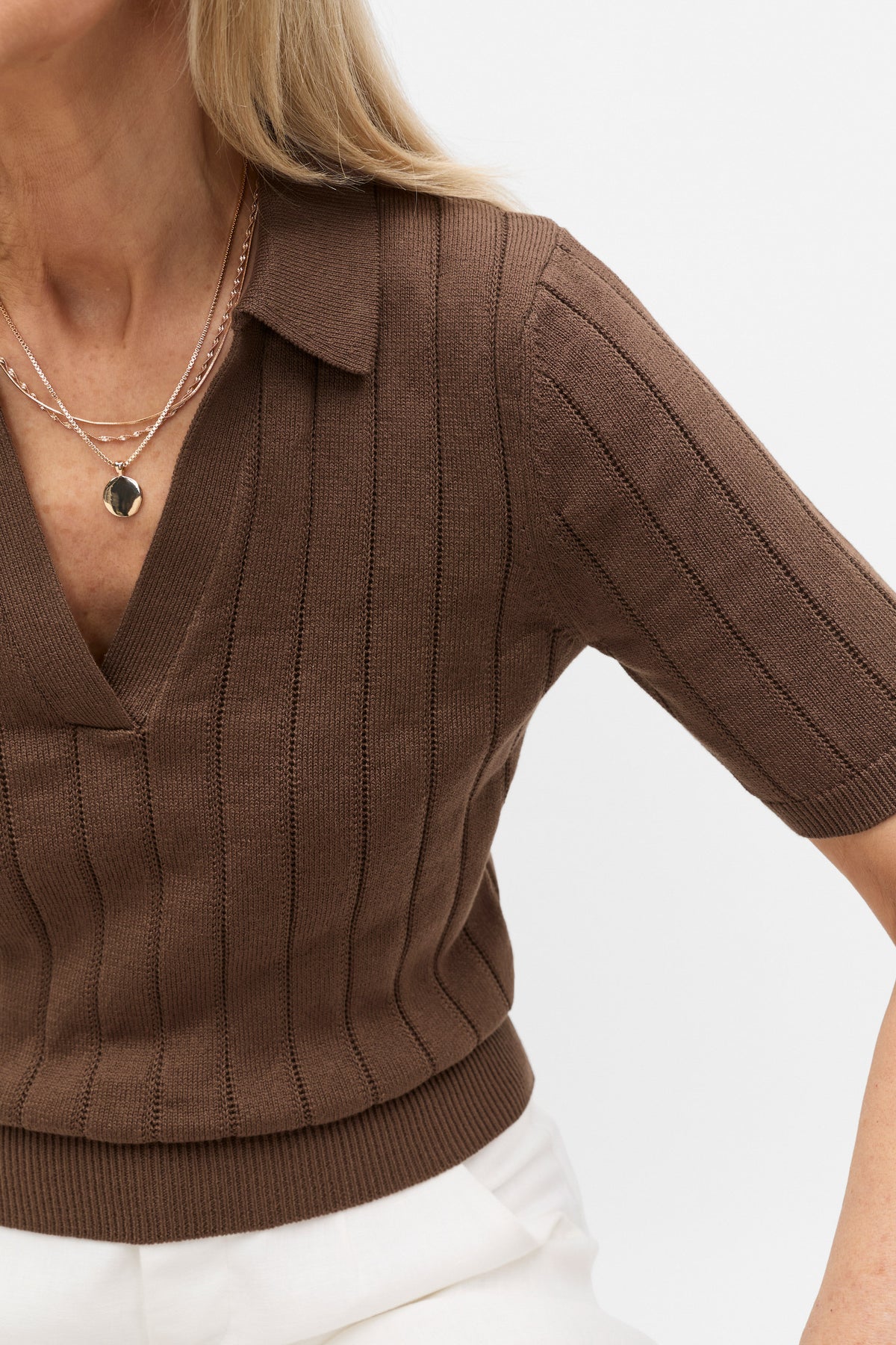 Cotton Wide Rib Polo Knit