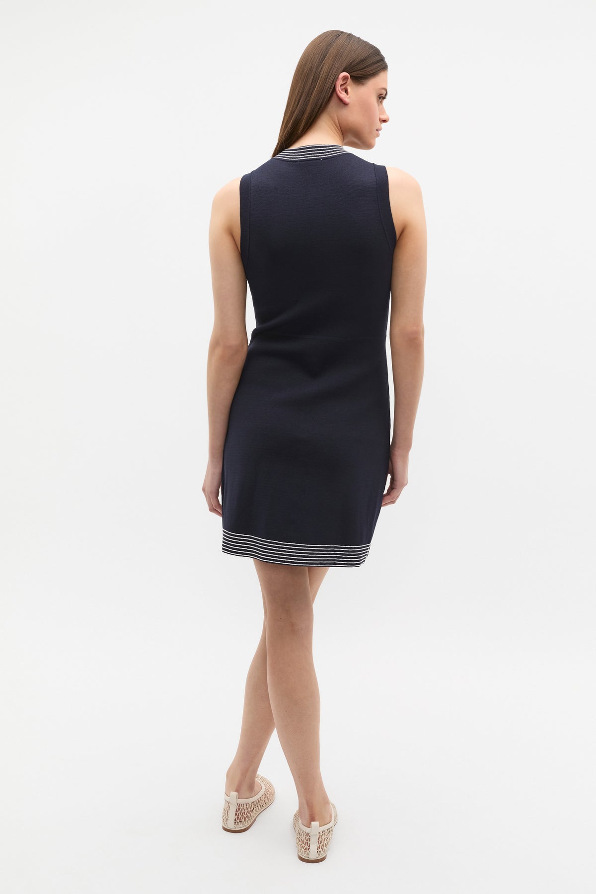 Crepe Knit Contrast Mini Dress