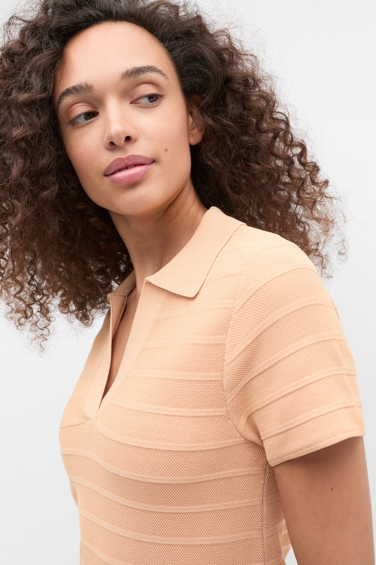 Textured Knit Polo Dress
