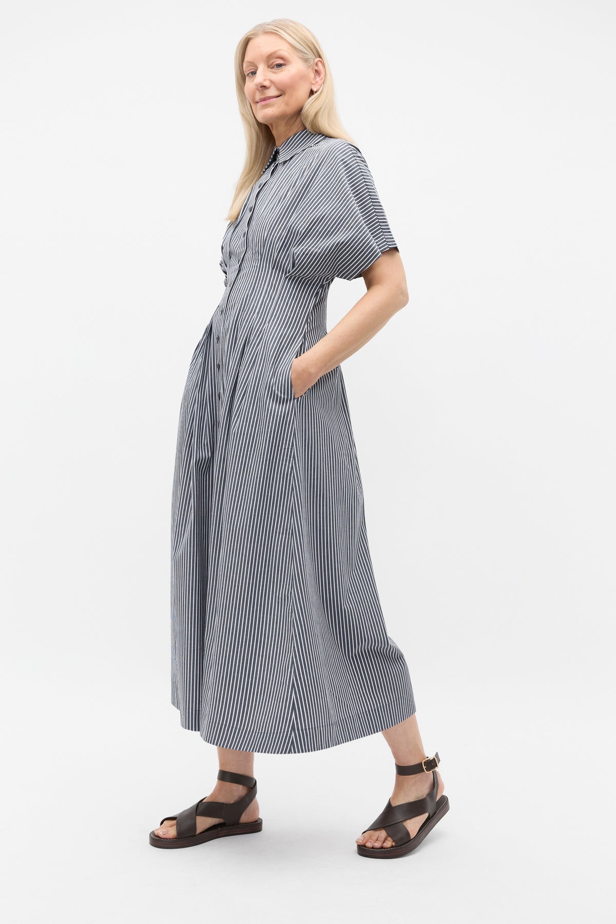 Poplin Stripe Shirt Dress