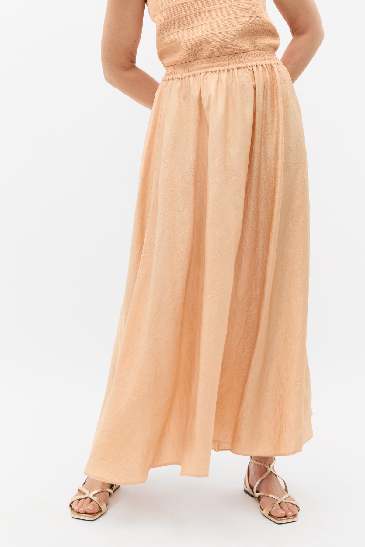 Textured Satin Elasticated Skirt